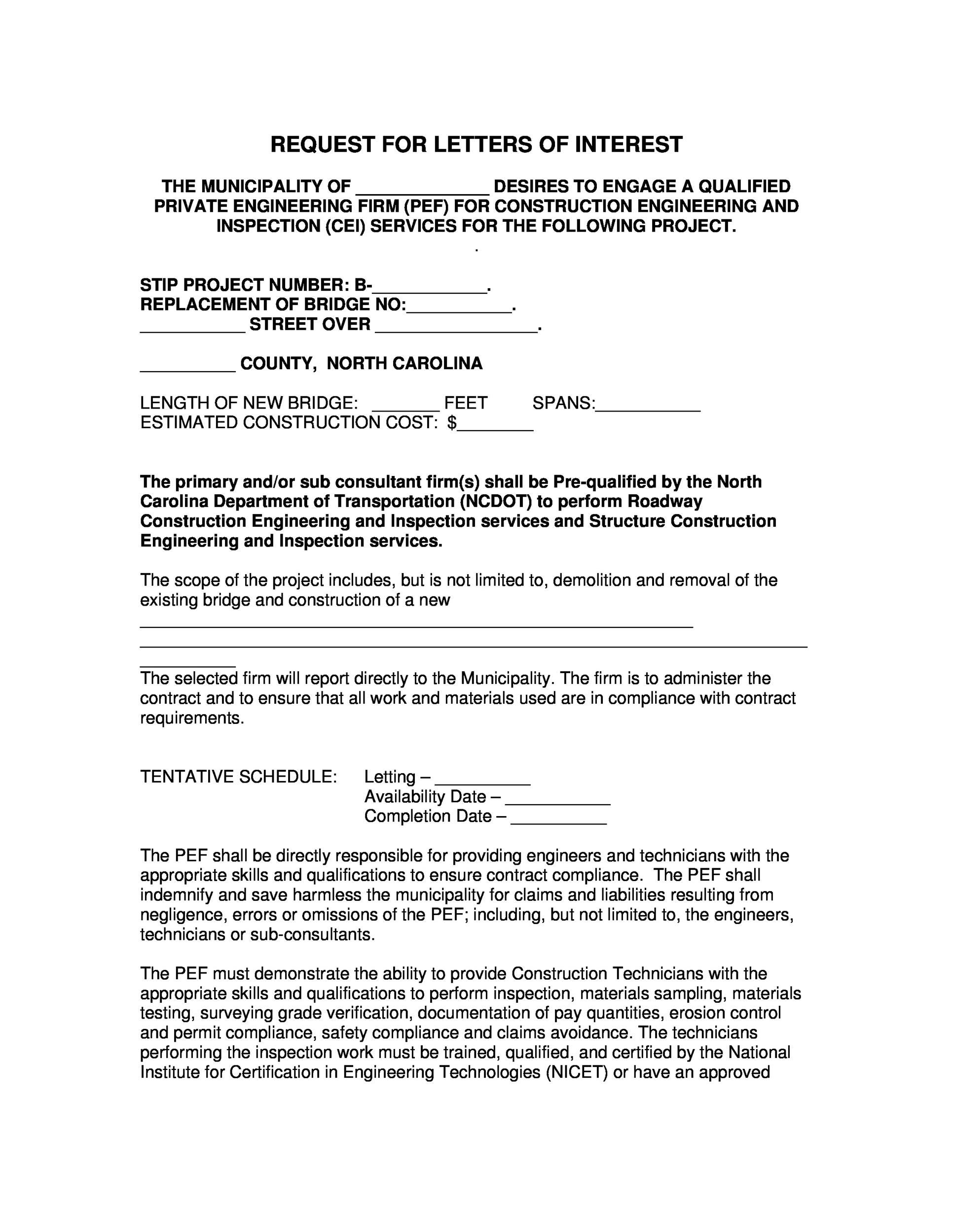 Request for Letters of Interest