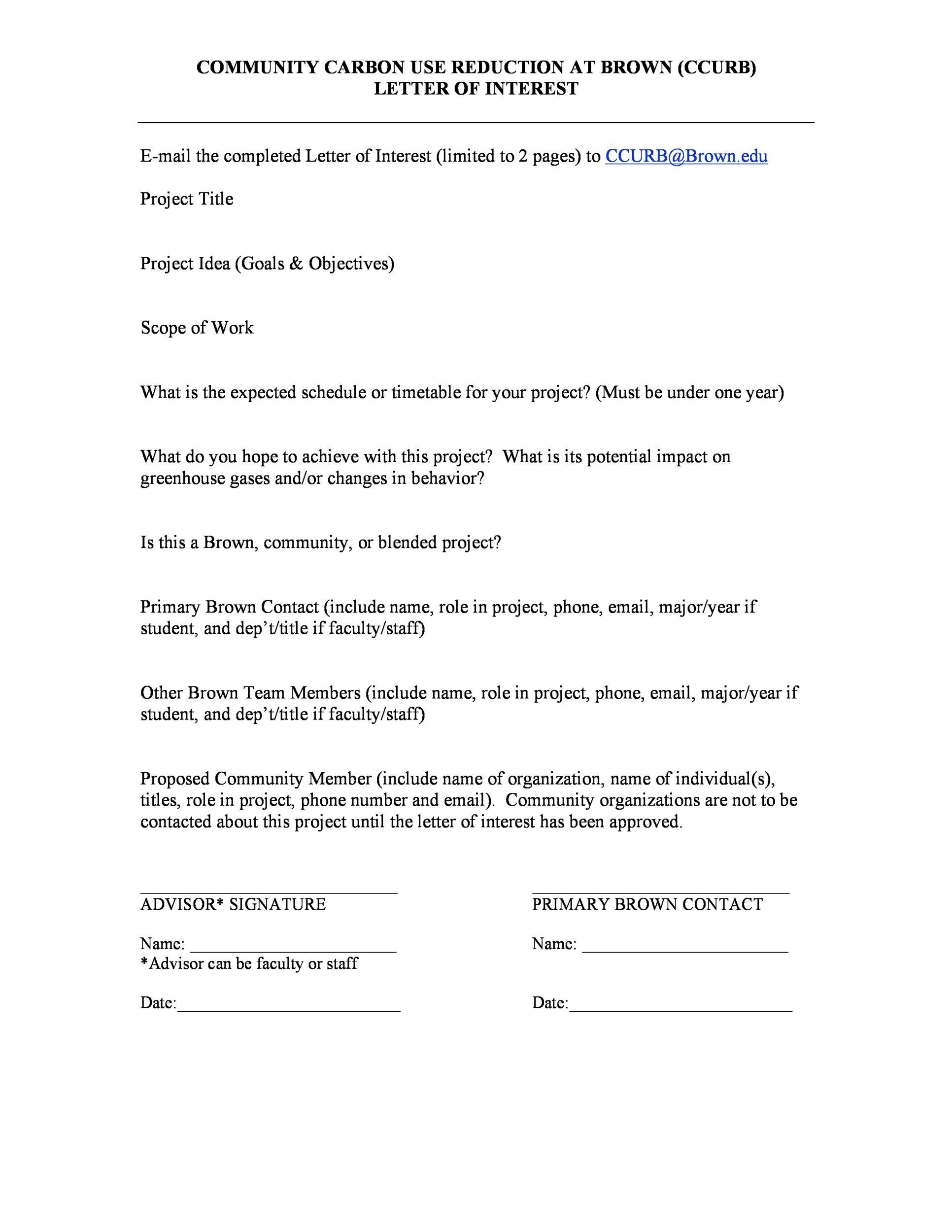 Sample for Letter of Interest