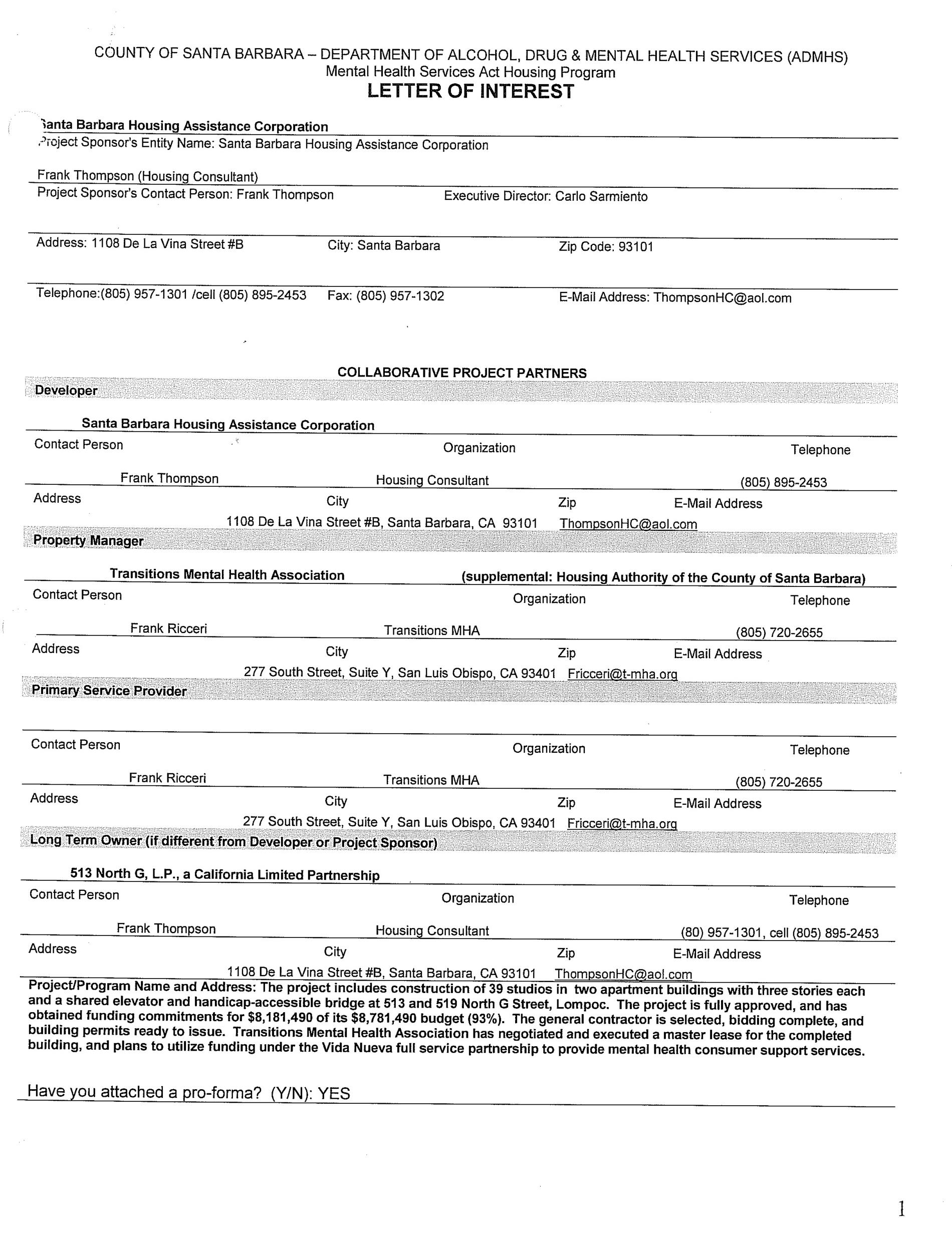 Letter of Interest Form