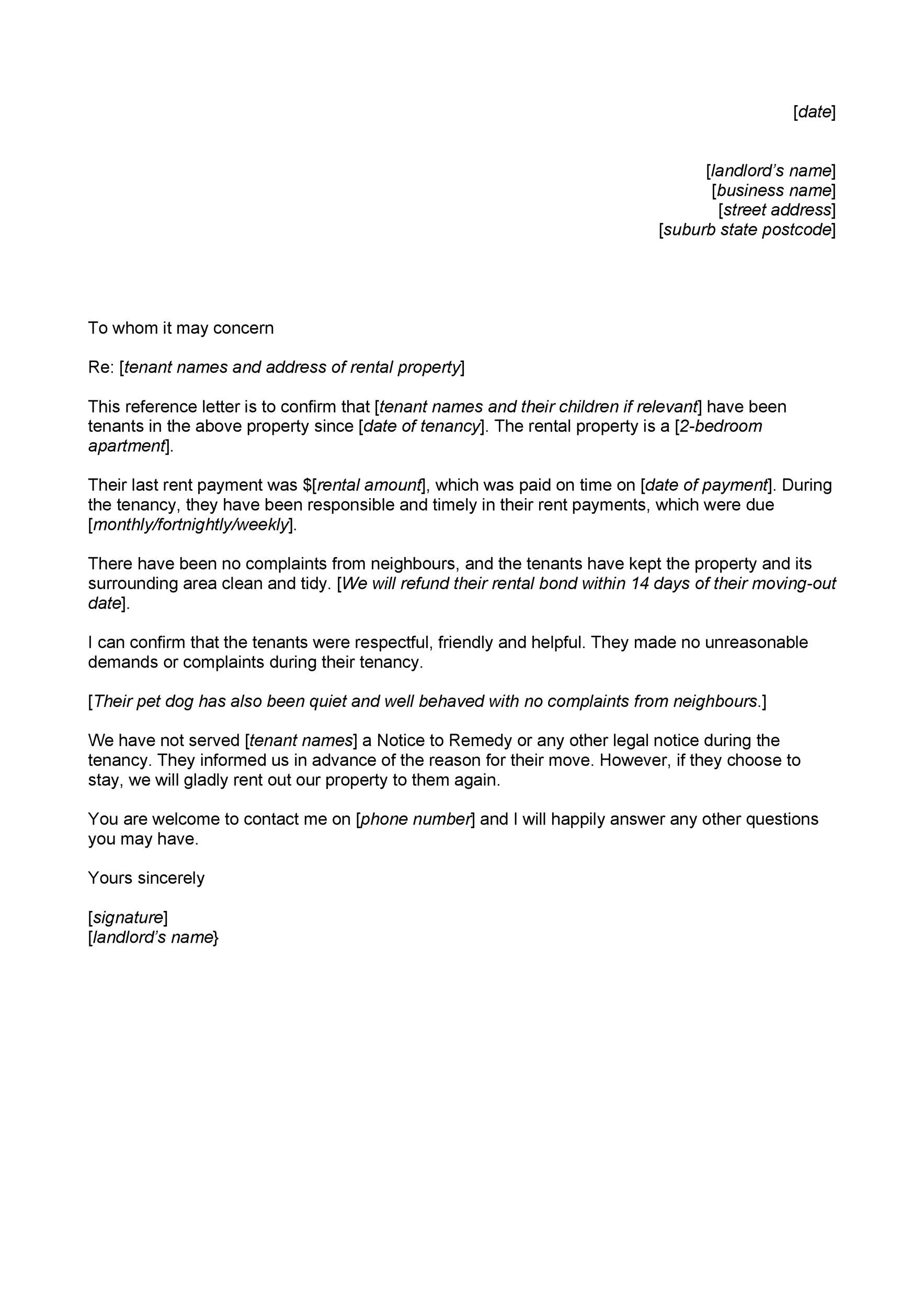 Email of Recommendation Template