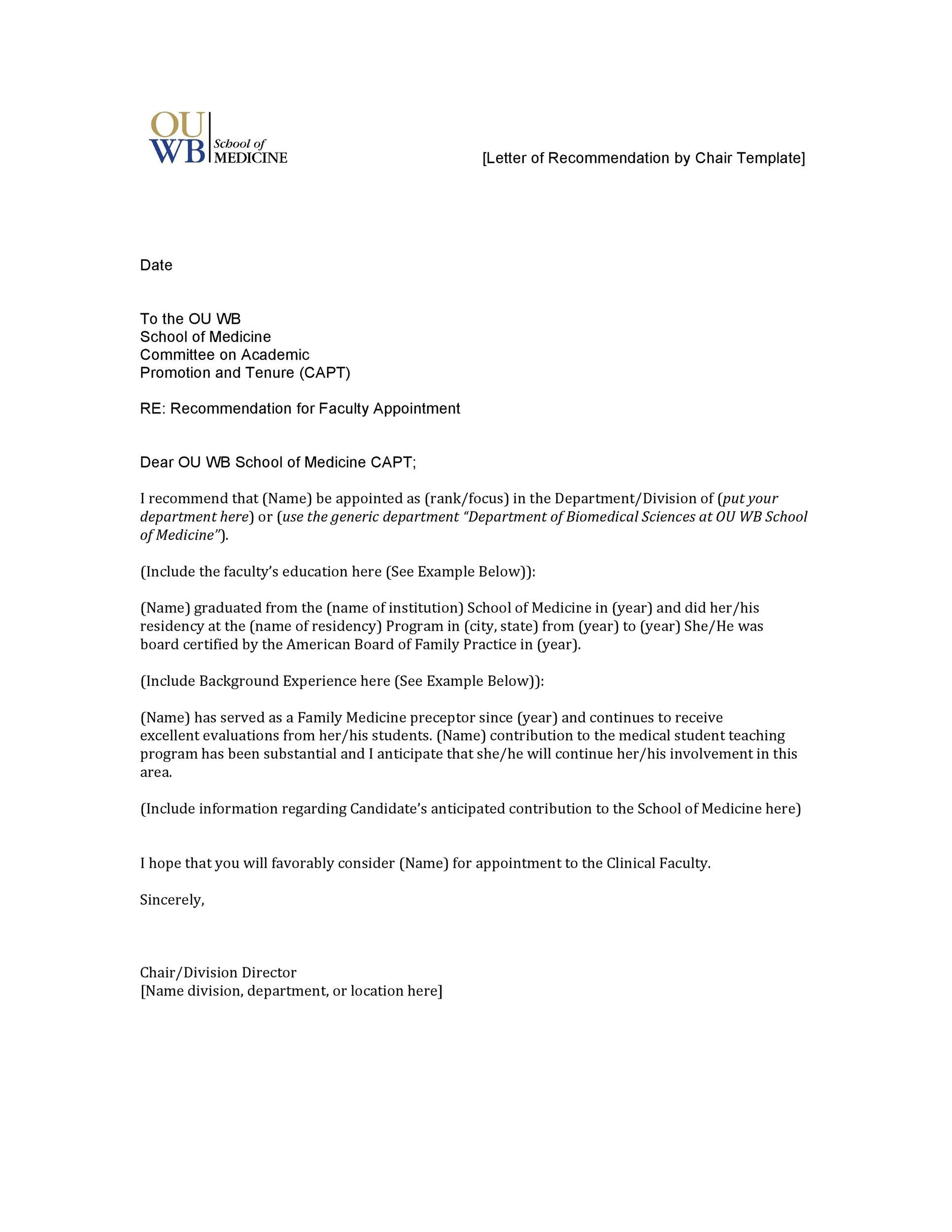 Recommendation for Faculty Appointment