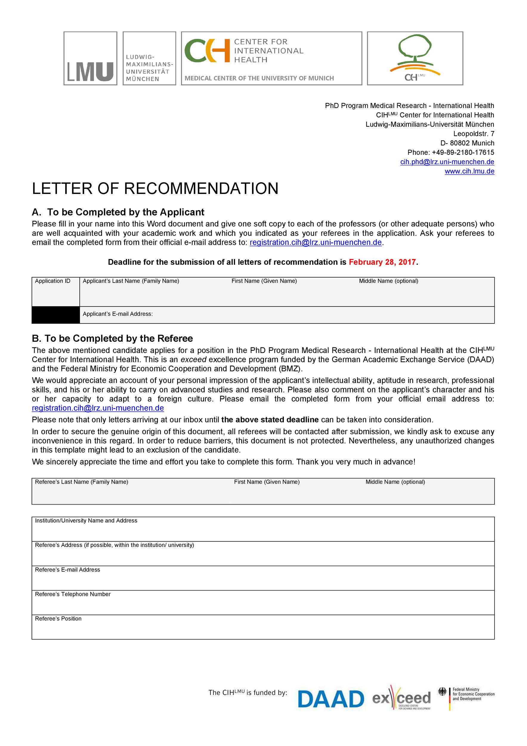 Letter of Recommendation with Logo