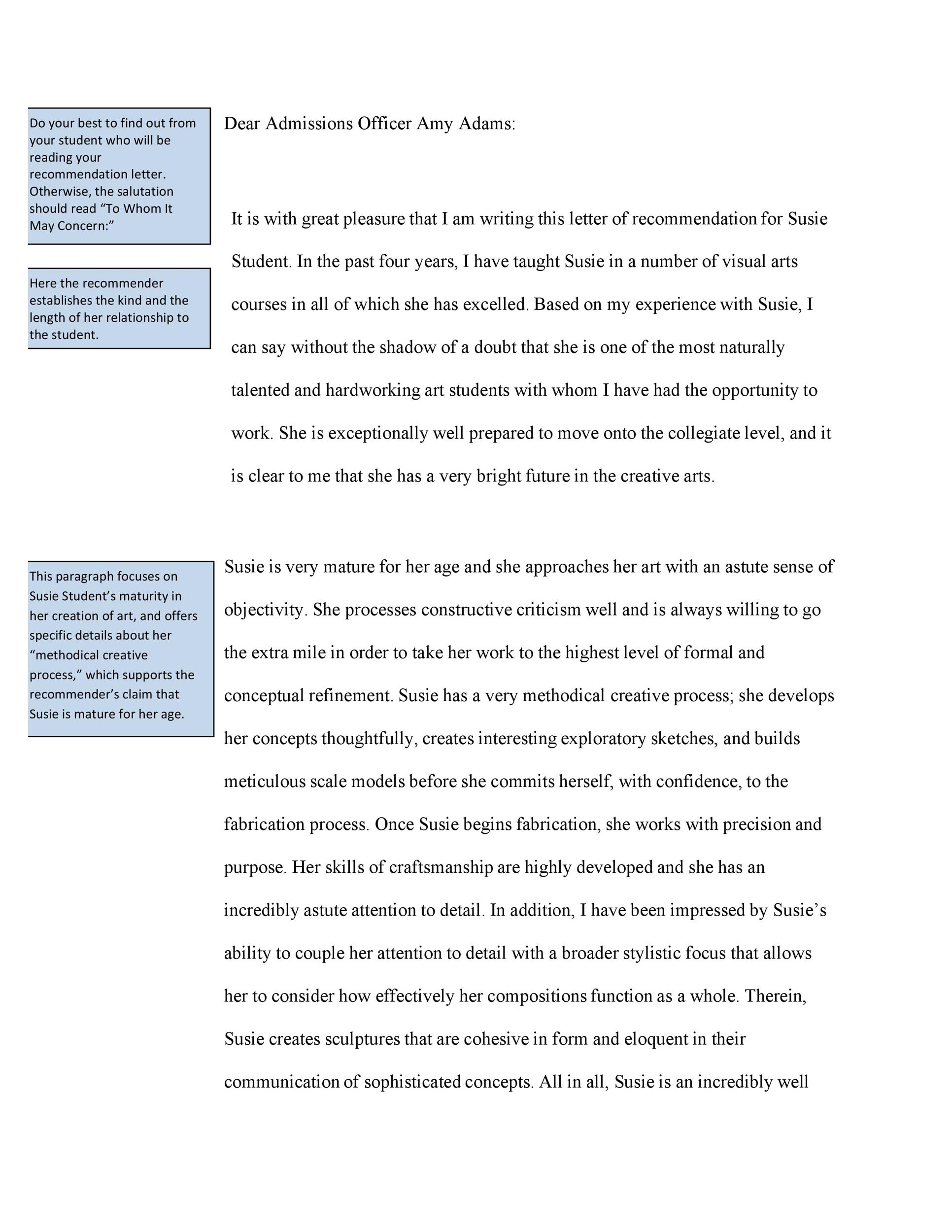 Letter of Recommendation with Guide