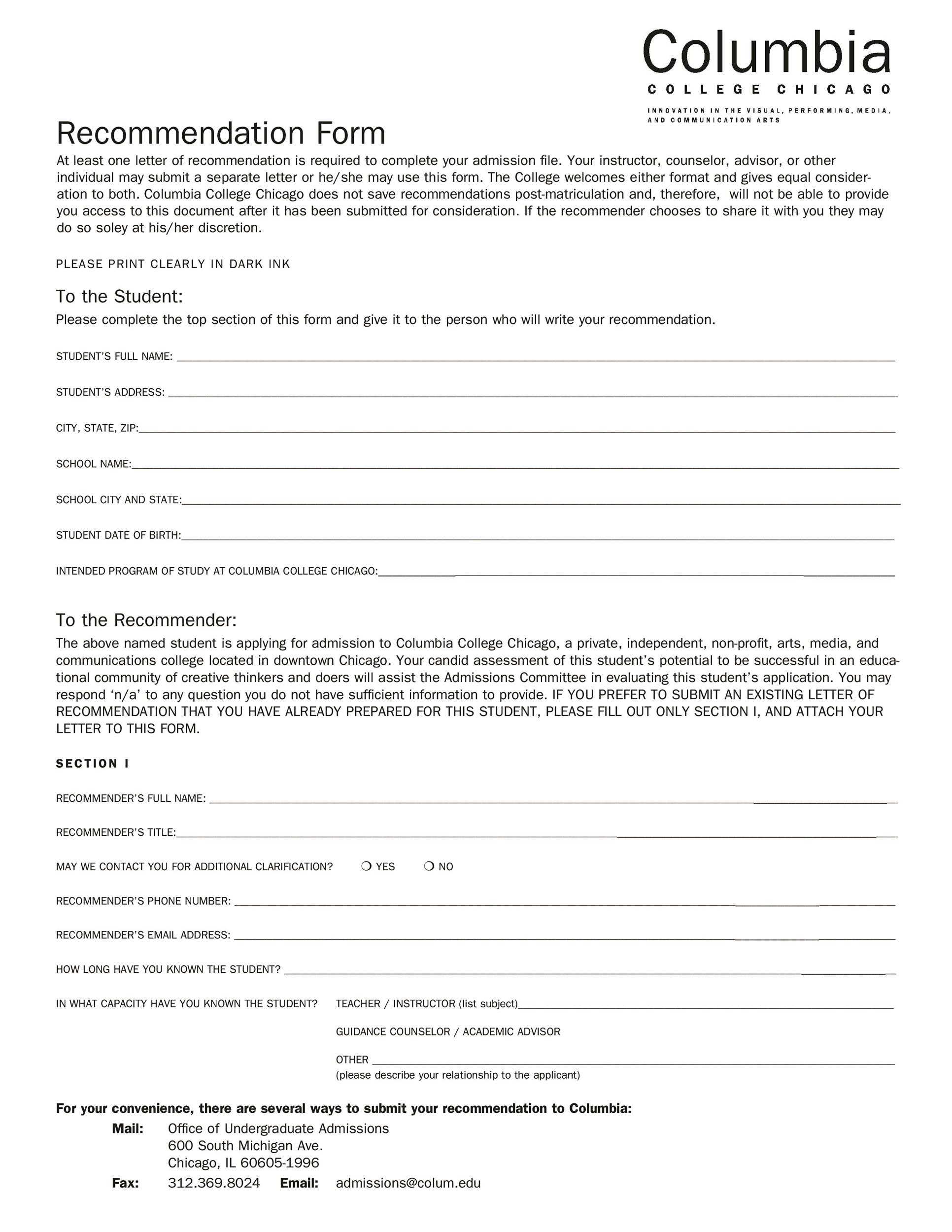 Recommendation Form