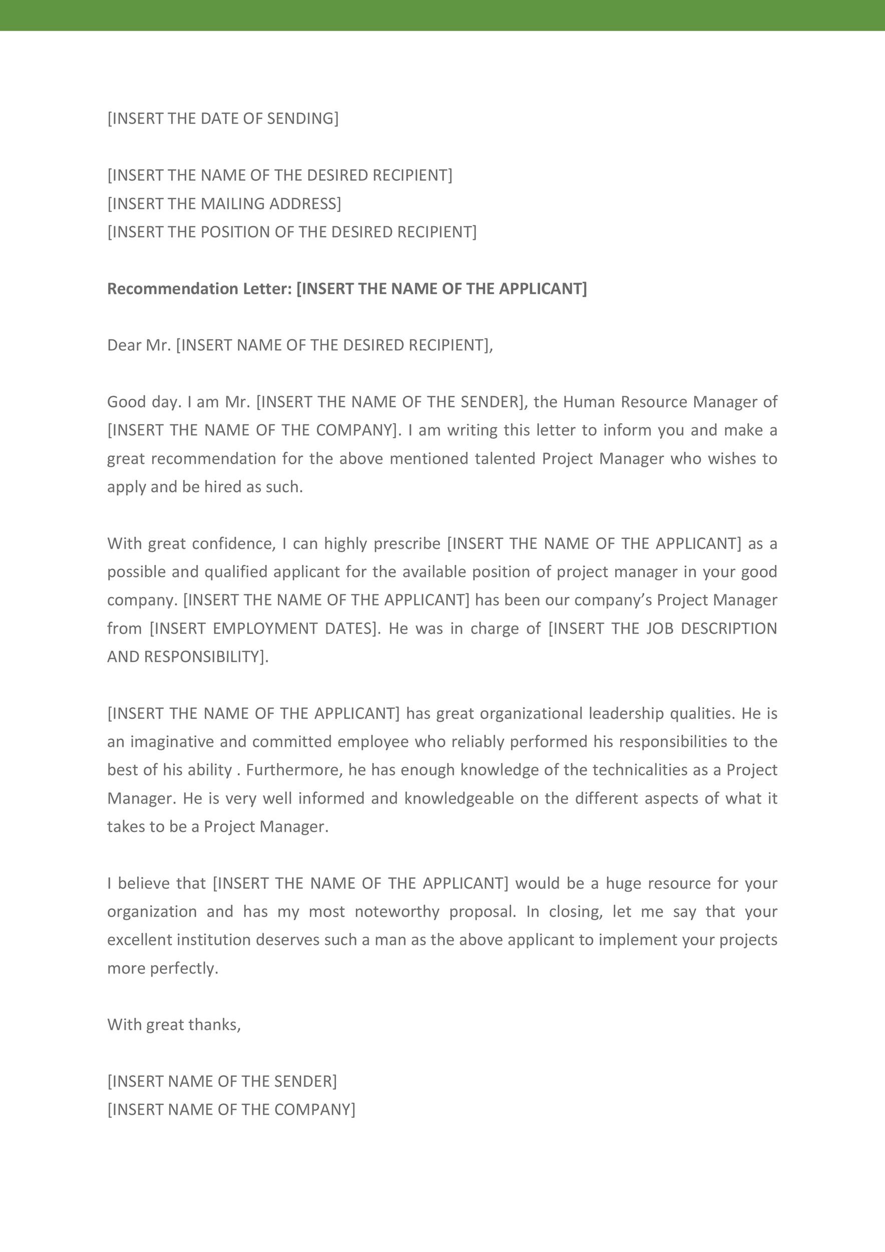 Recommendation Letter Format