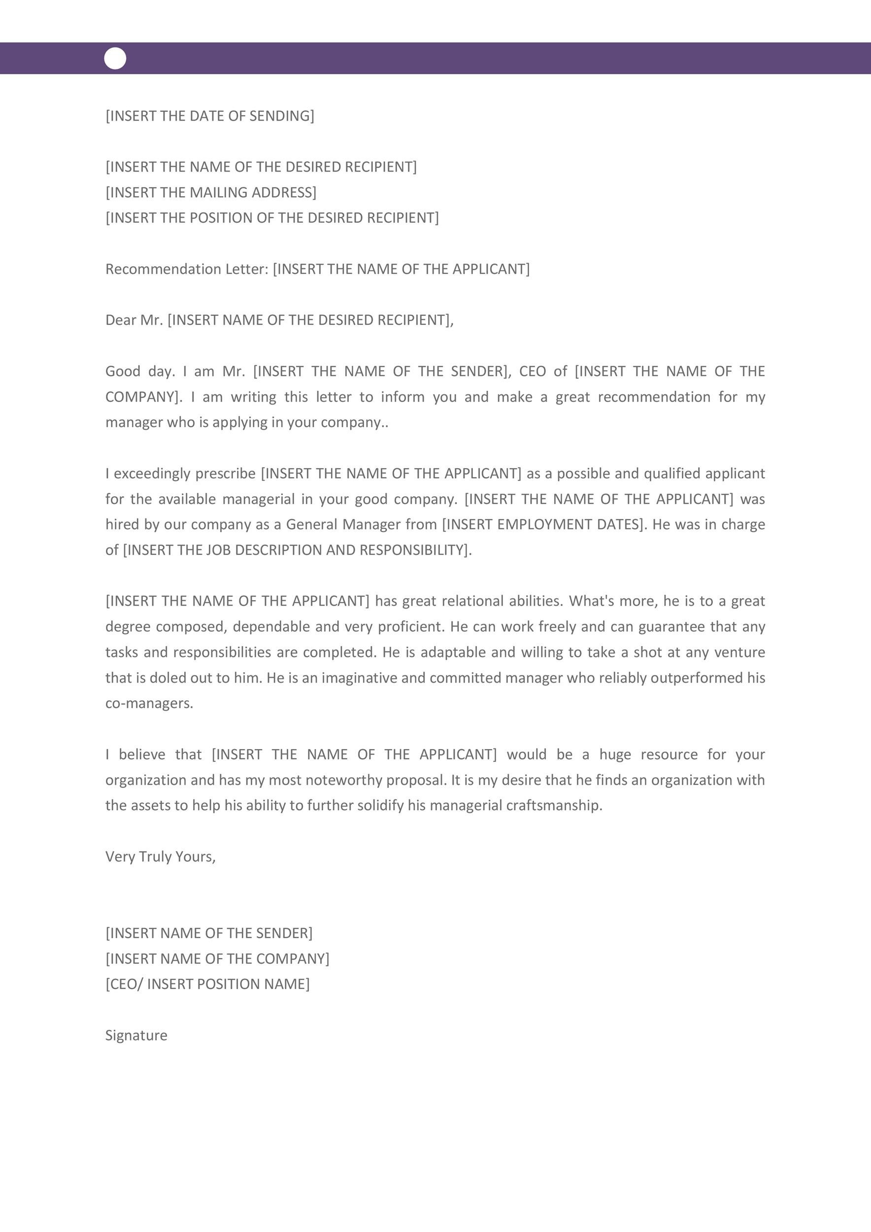 Recommendation Letter Outline