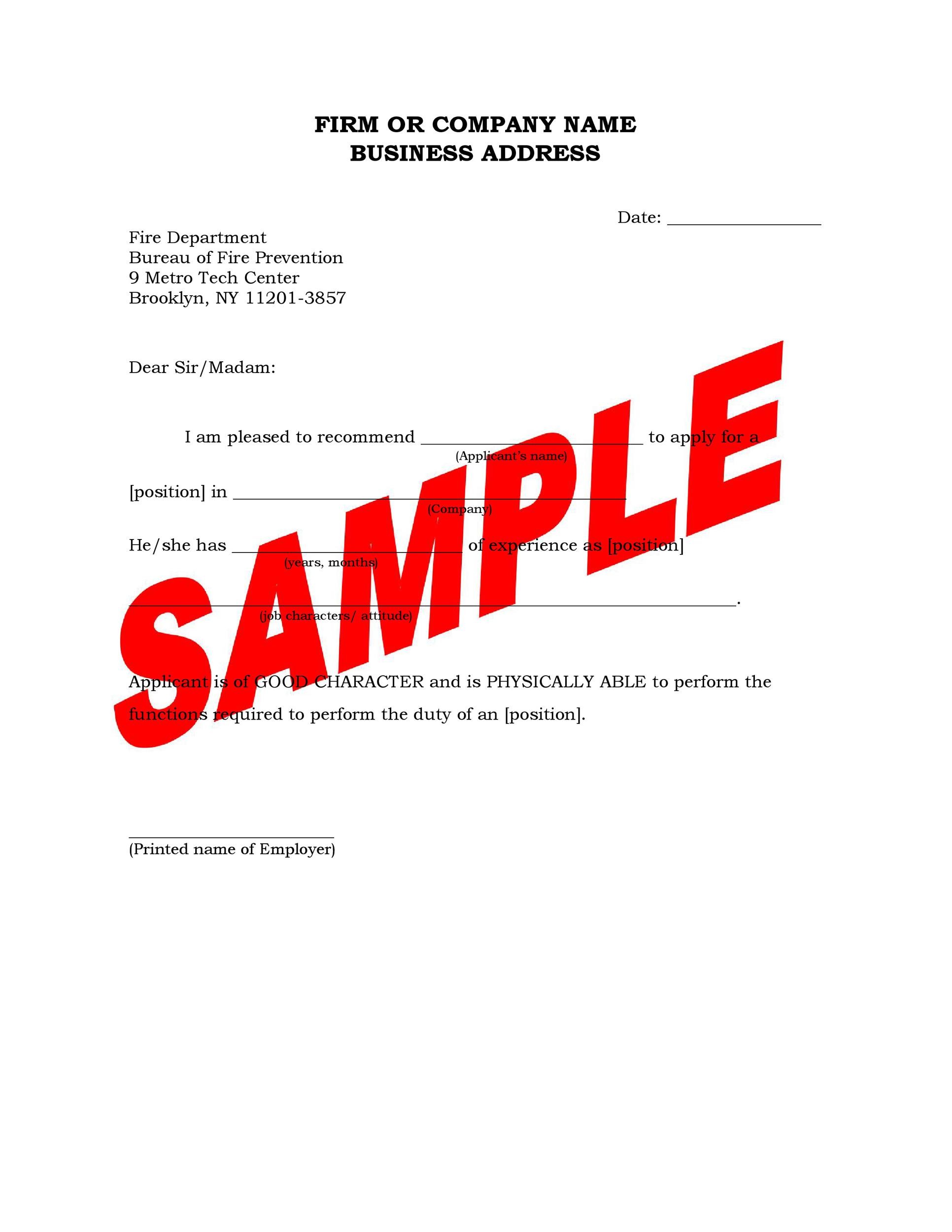 Sample Recommendation Letter Outline
