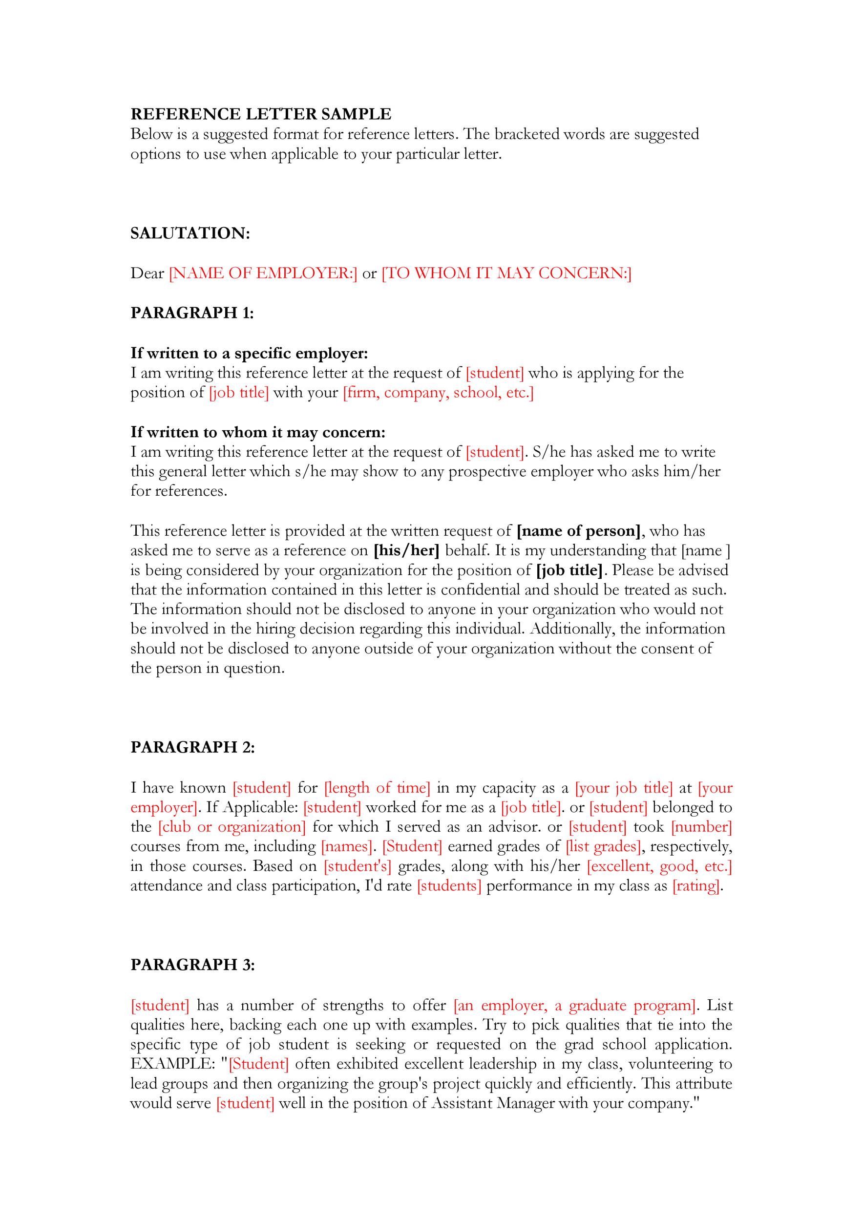 Reference Letter Sample
