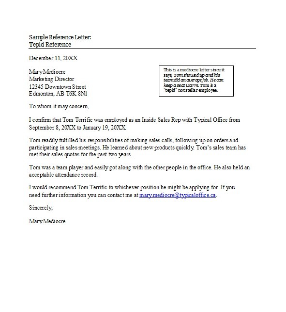 Sample Reference Letter