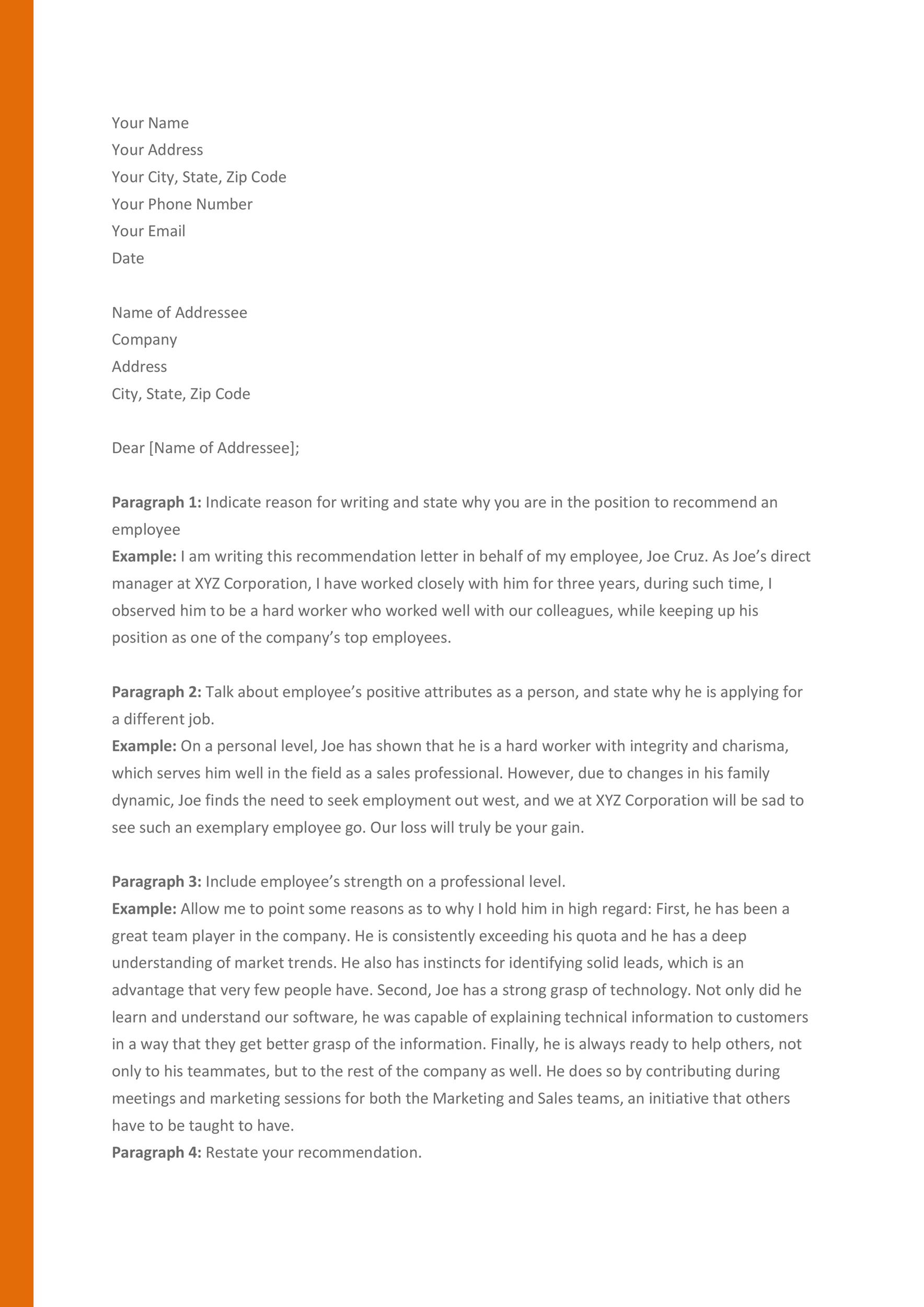 Orange Recommendation Letter