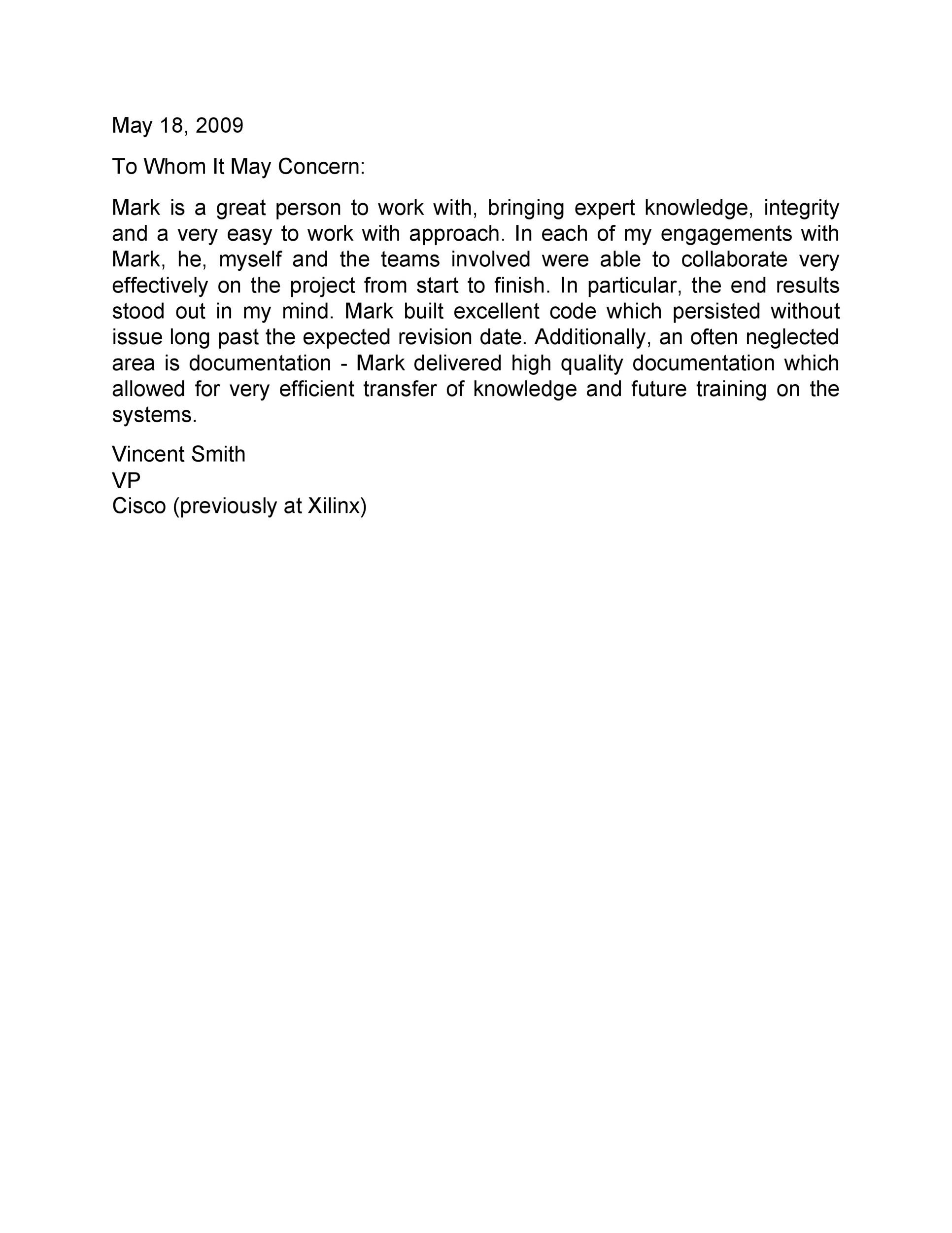 Vintage Recommendation Letter from Manager
