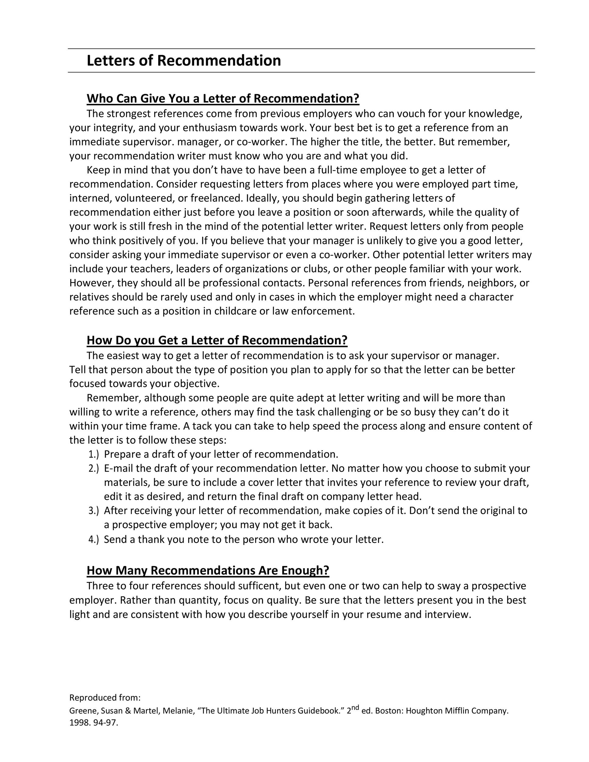 Letter of Recommendation Fromat