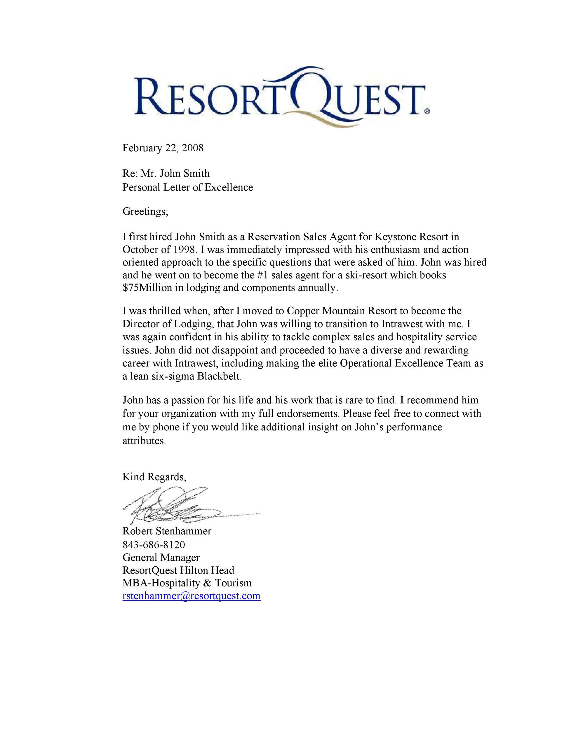 Recommendation Letter from Manager with Logo
