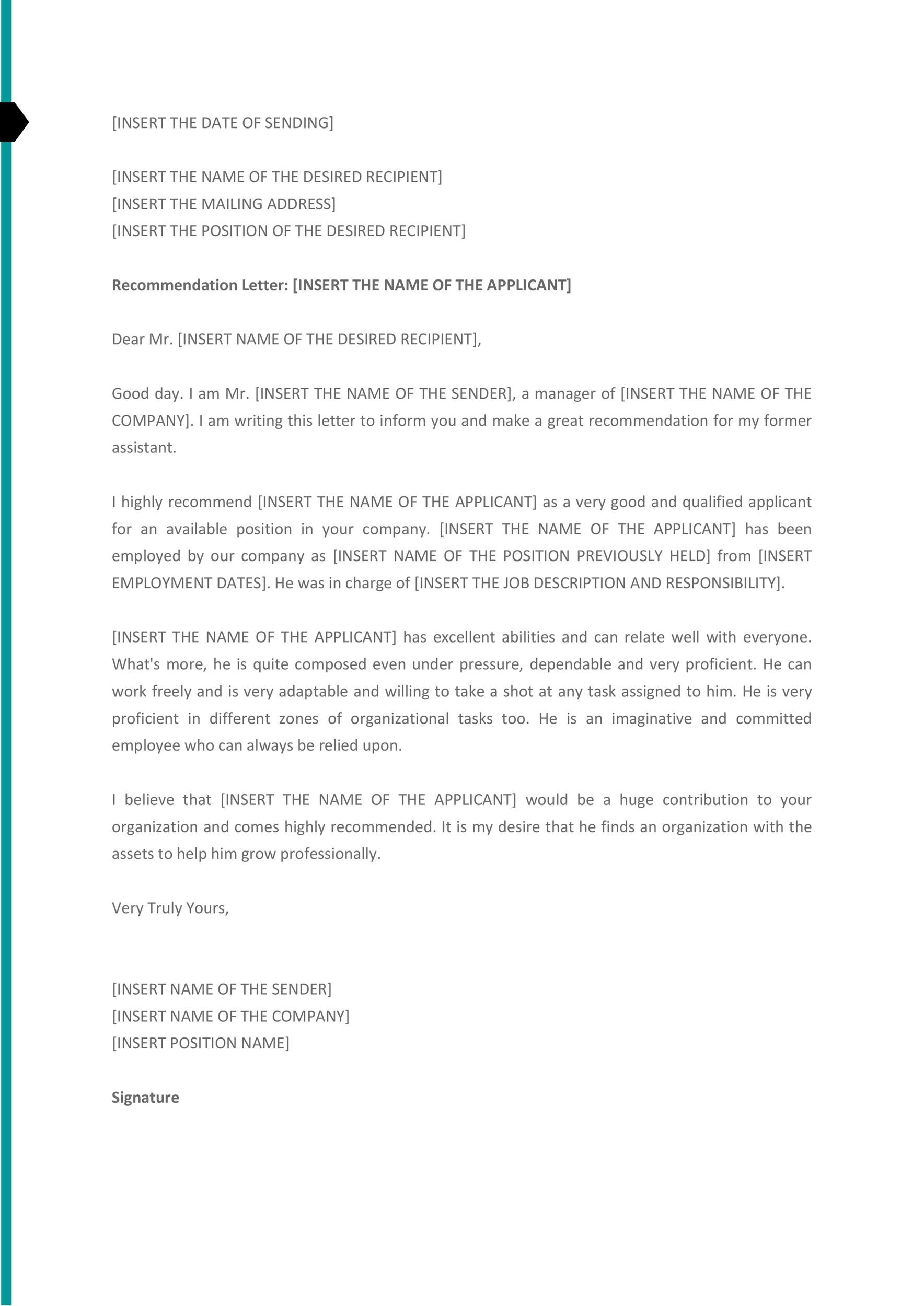 Green Recommendation Letter