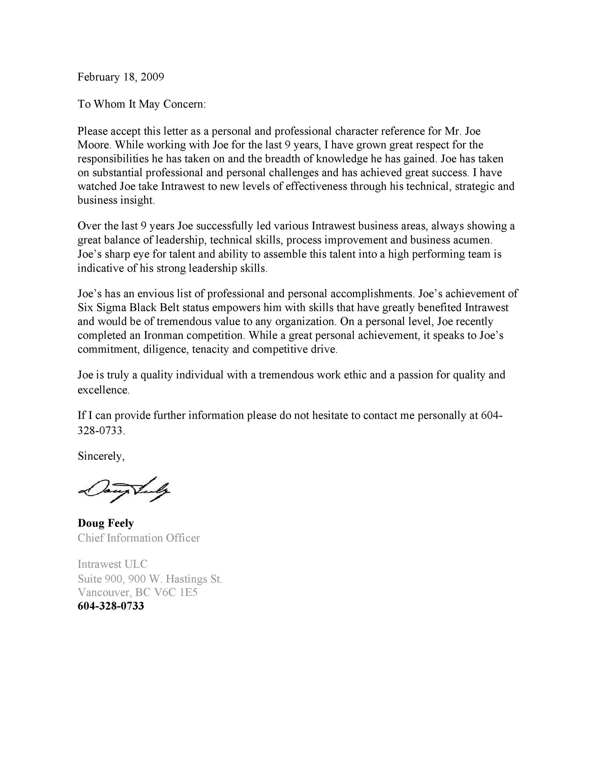 Manager Reference Letter Template