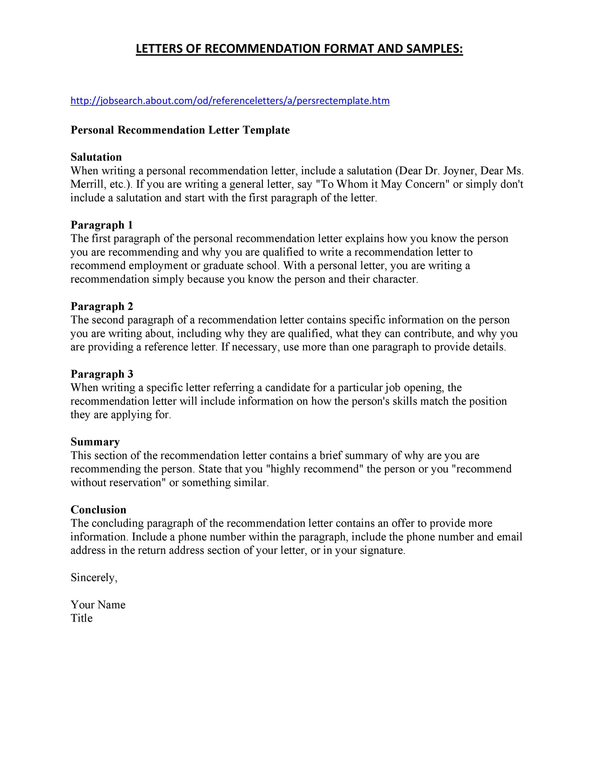Letters of Recommendation Format and Samples