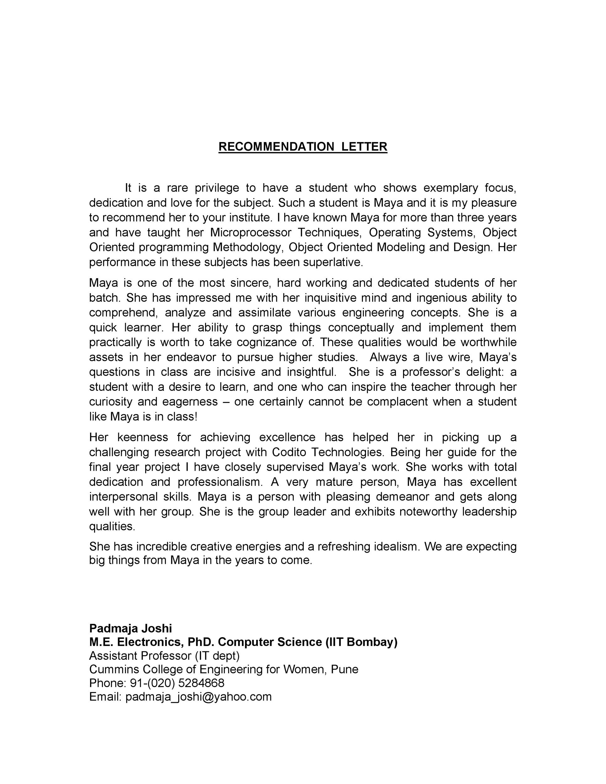 Recommendation Letter