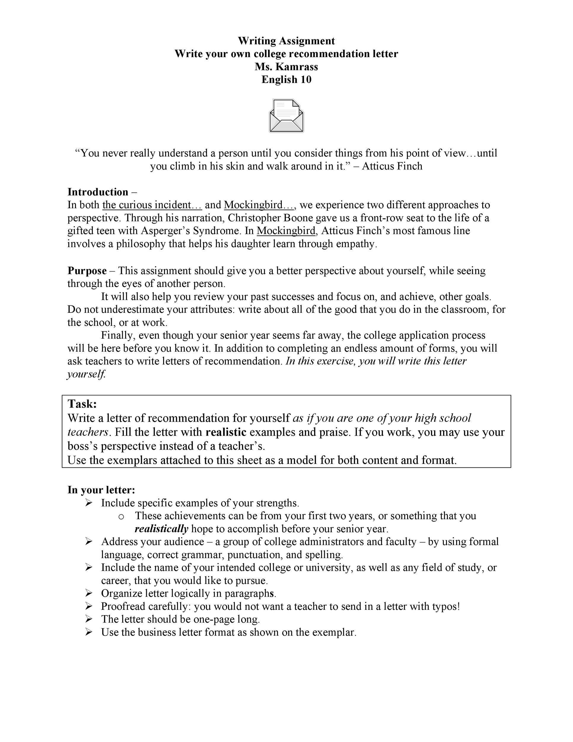 Write Your Own College Recommendation Letter