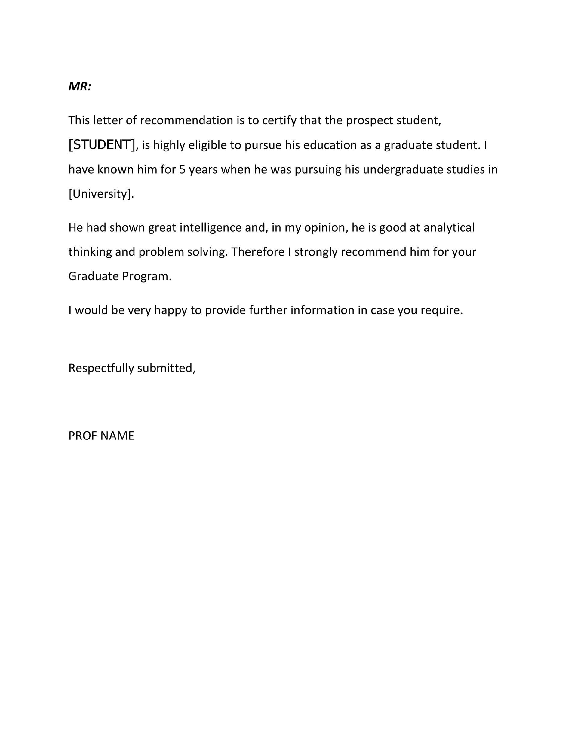 Simple Recommendation Letter from Teacher