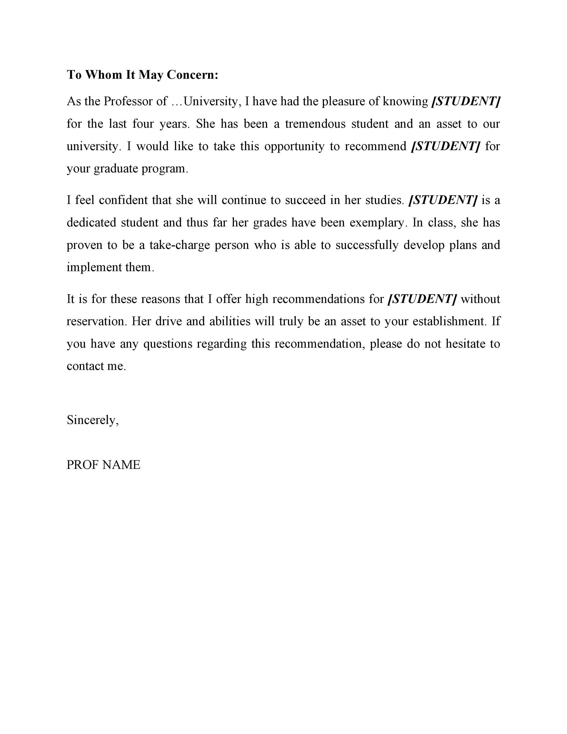 Easy-to-Use Recommendation Letter Template