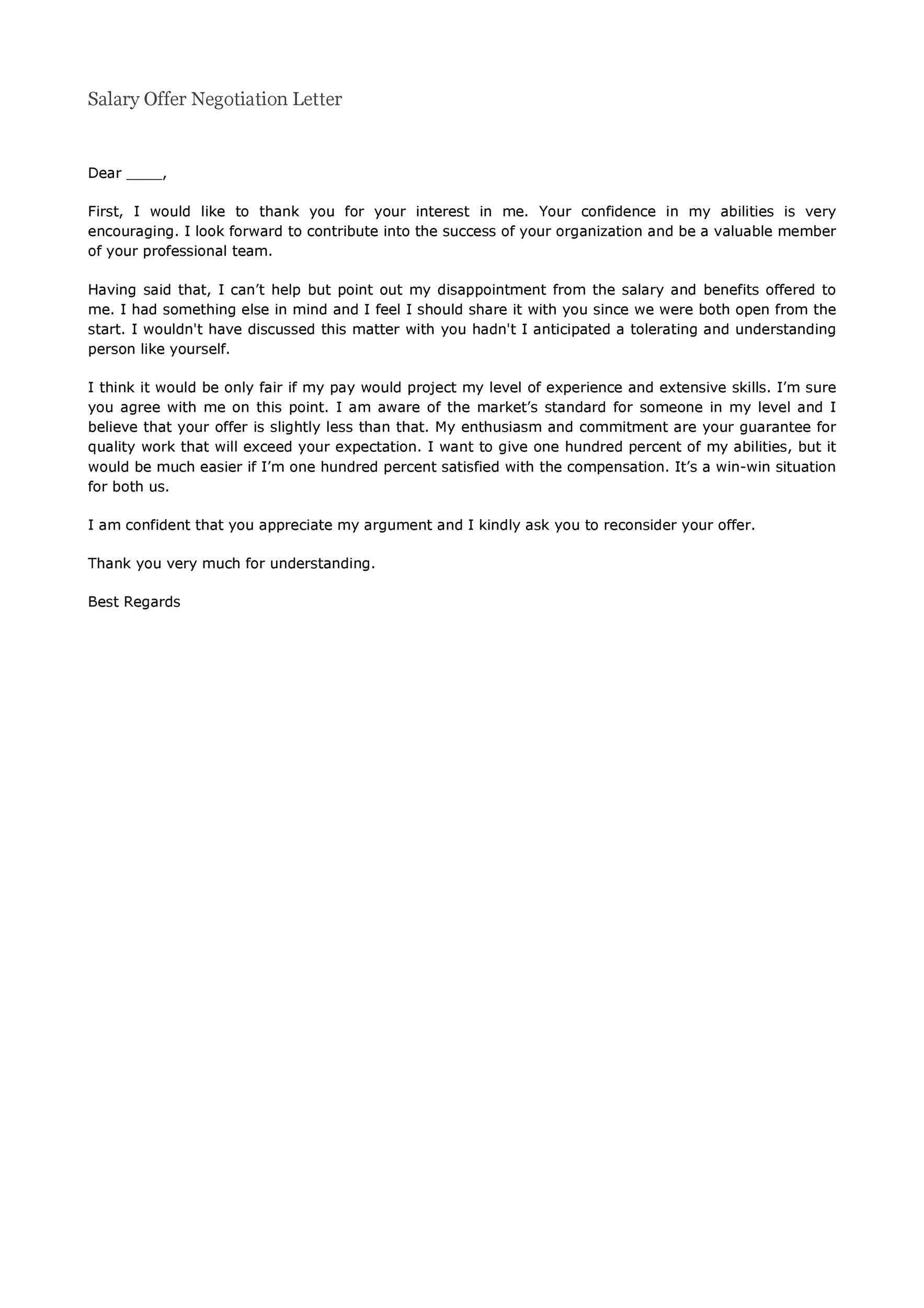 Salary Offer Negotiation Letter
