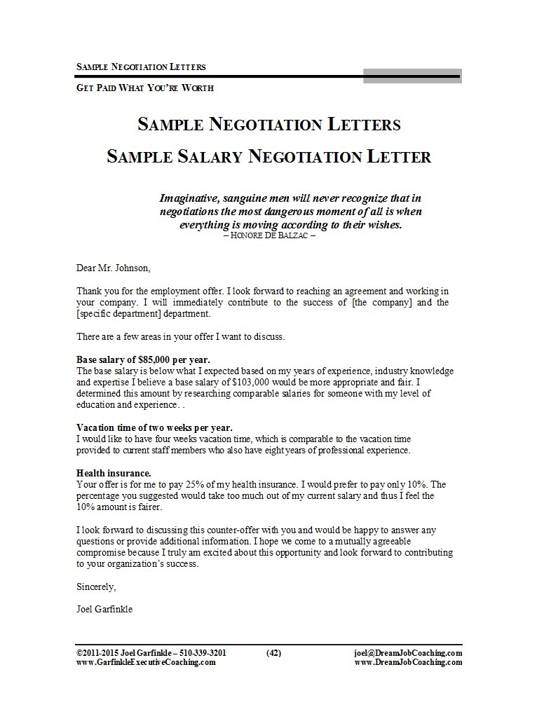 Sample Negotiation Letters