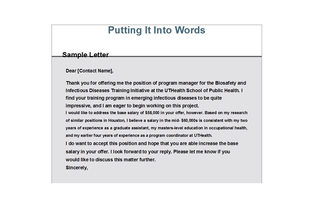 Sample Letter of Salary Negotiation