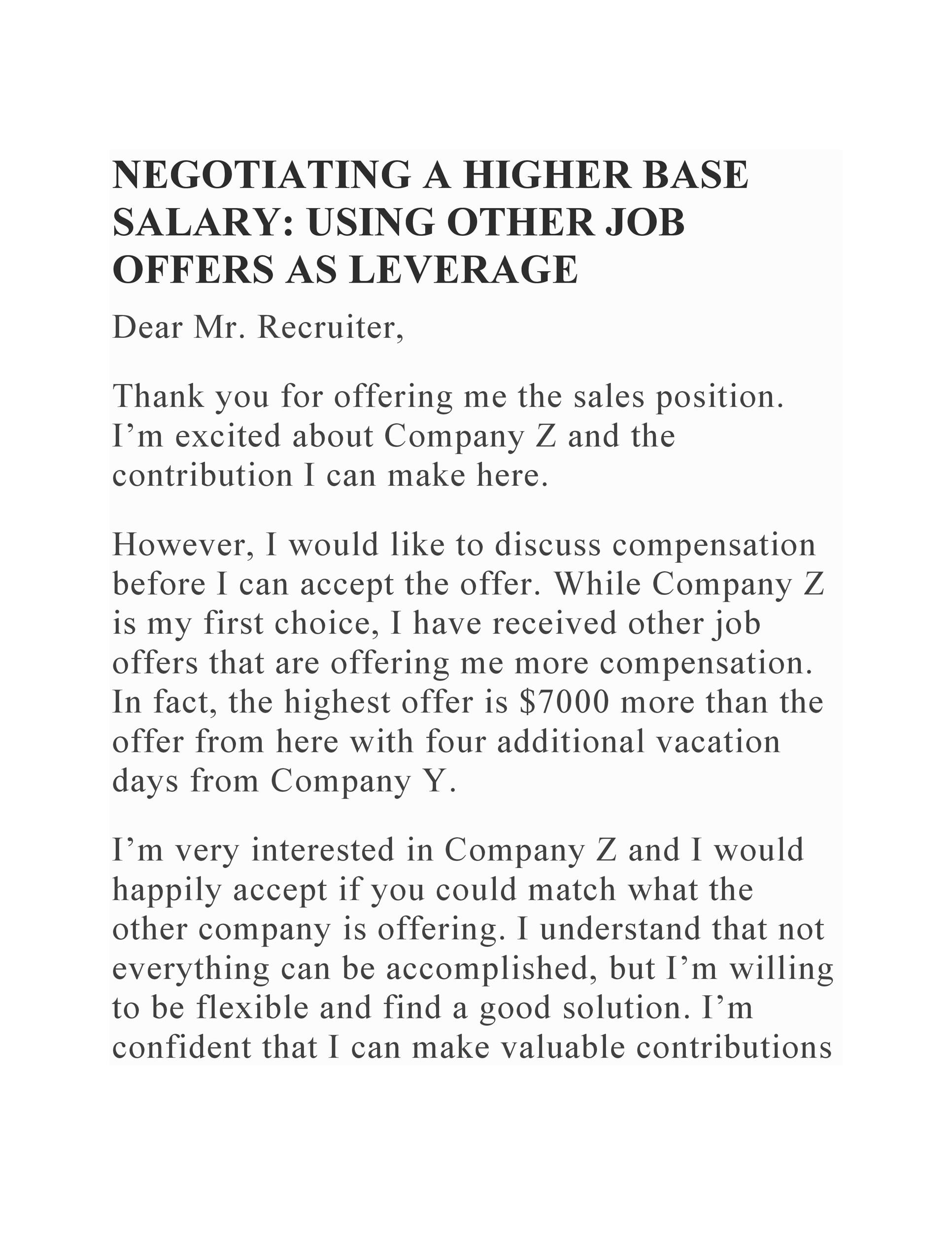 Salary Negotiation Letter Strategy