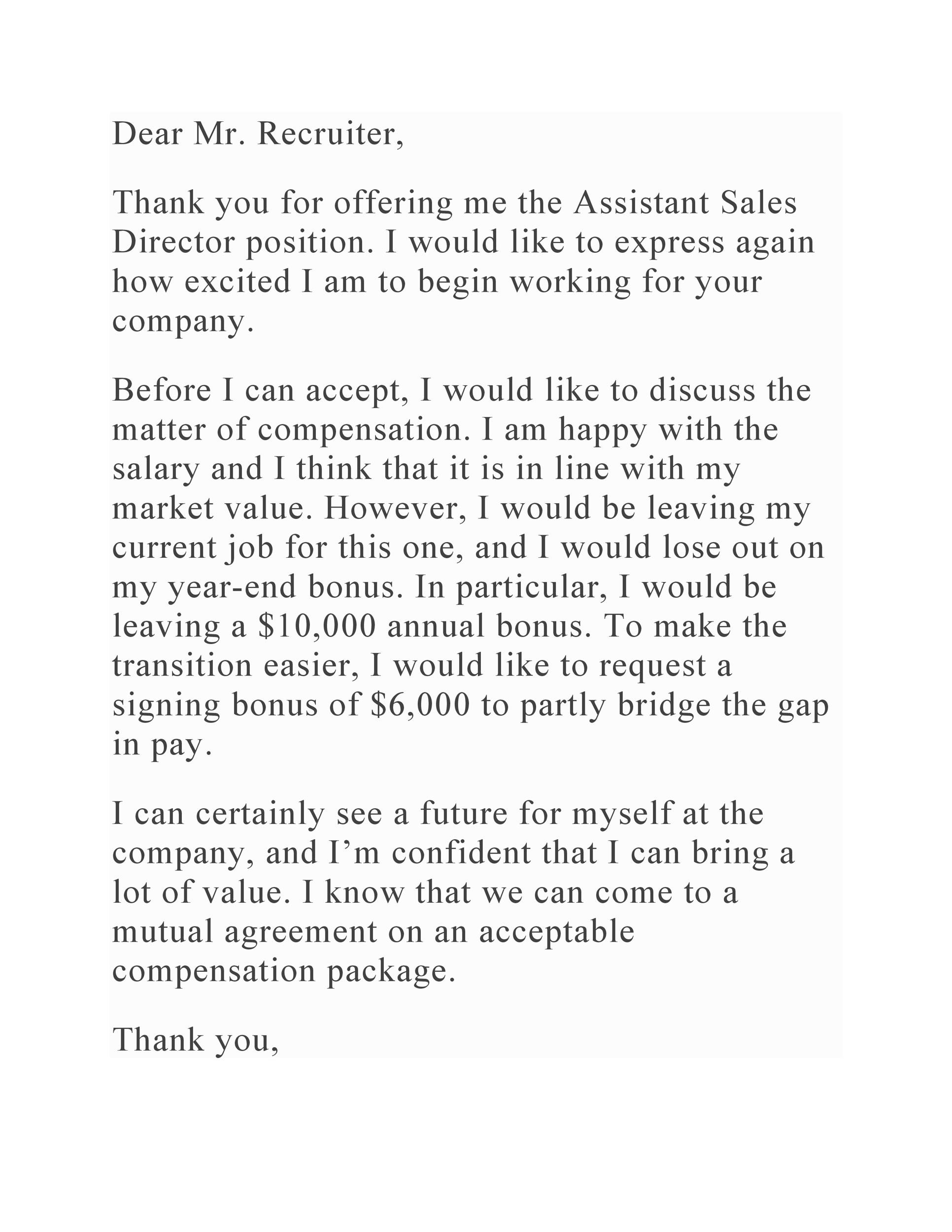 Formal Salary Negotiation Letter