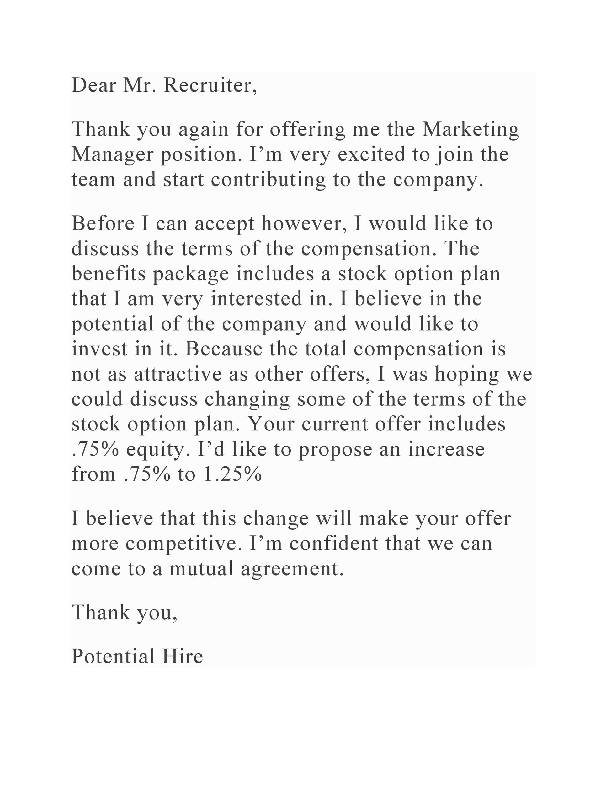 One-Page Salary Negotiation Letter