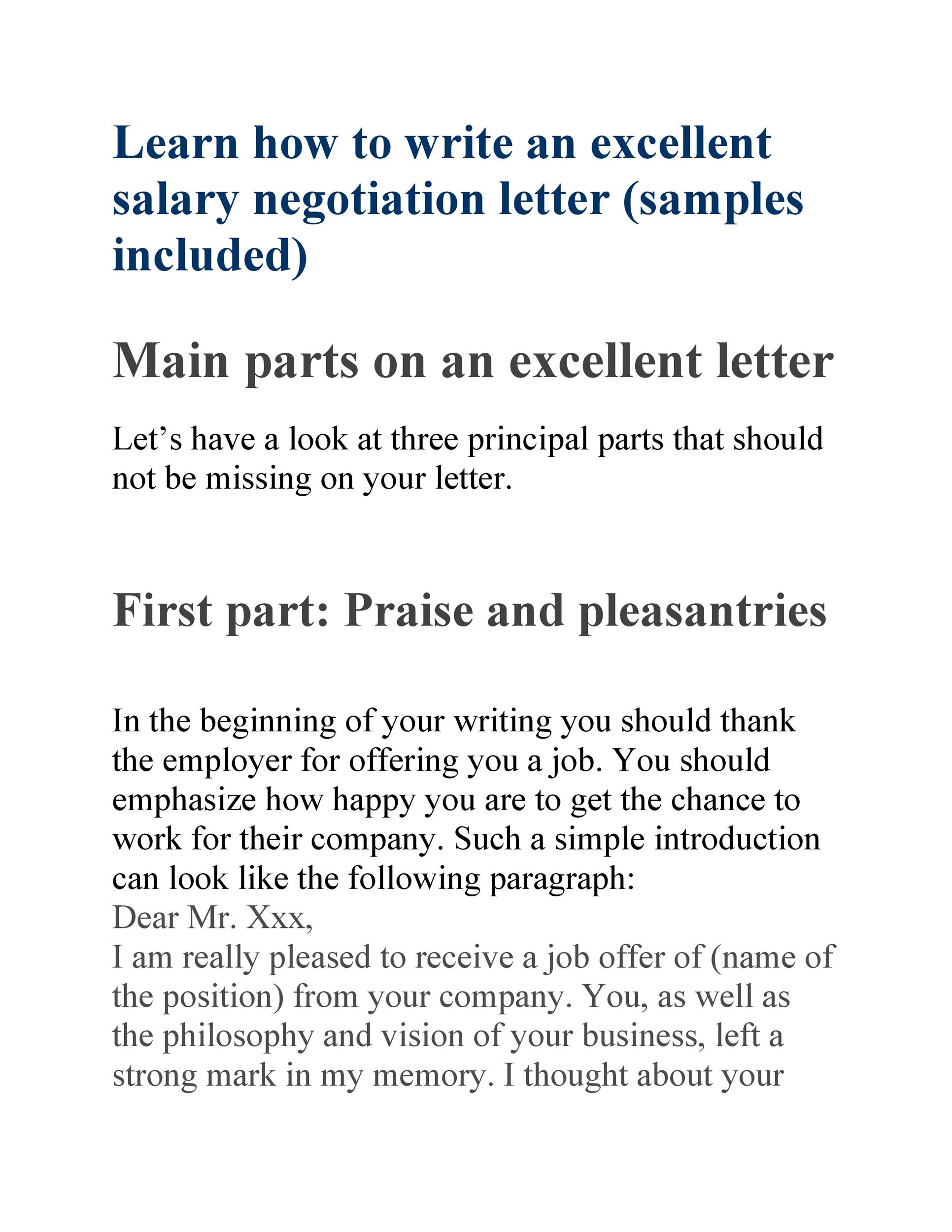 Excellent Salary Negotiation Letter