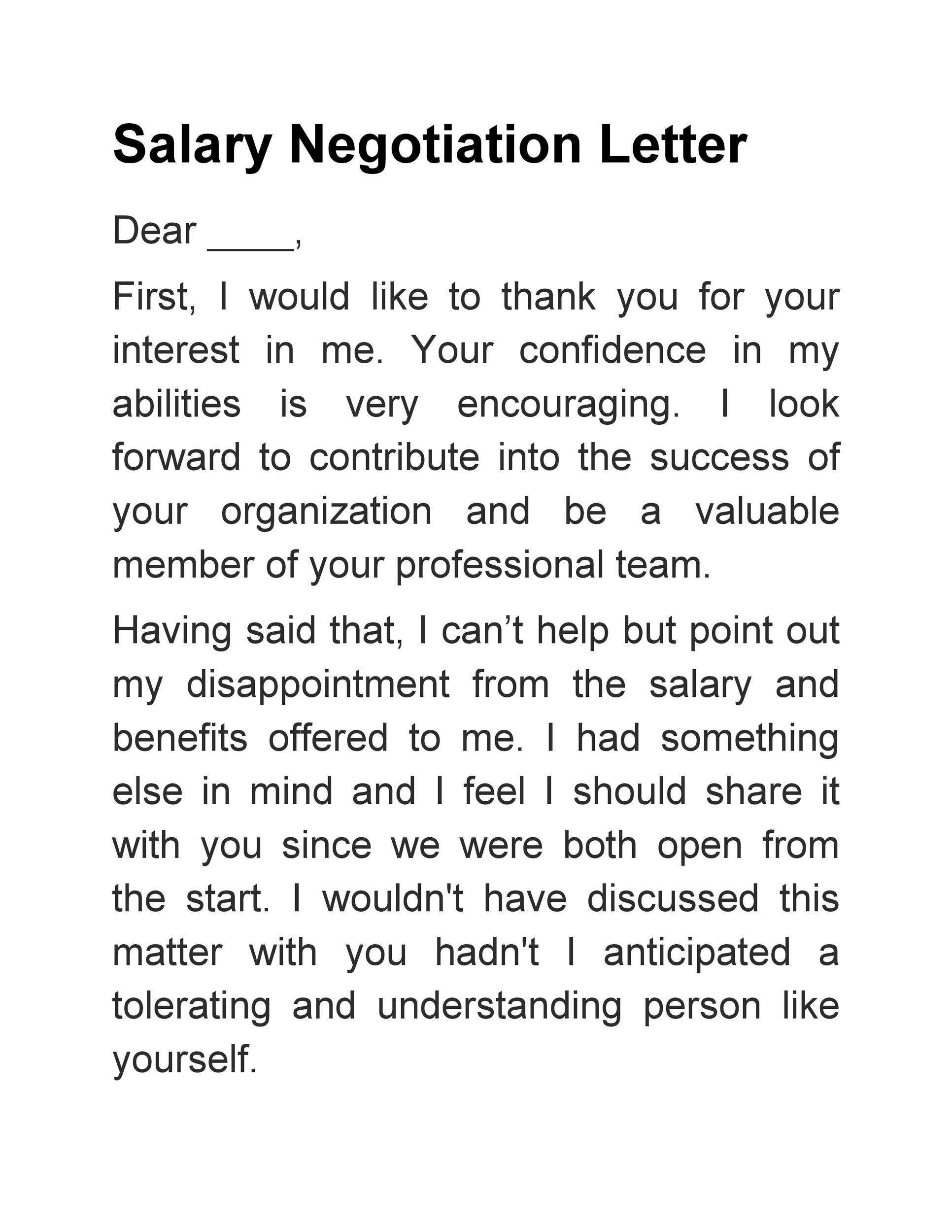 Salary Negotiation Letter Structure
