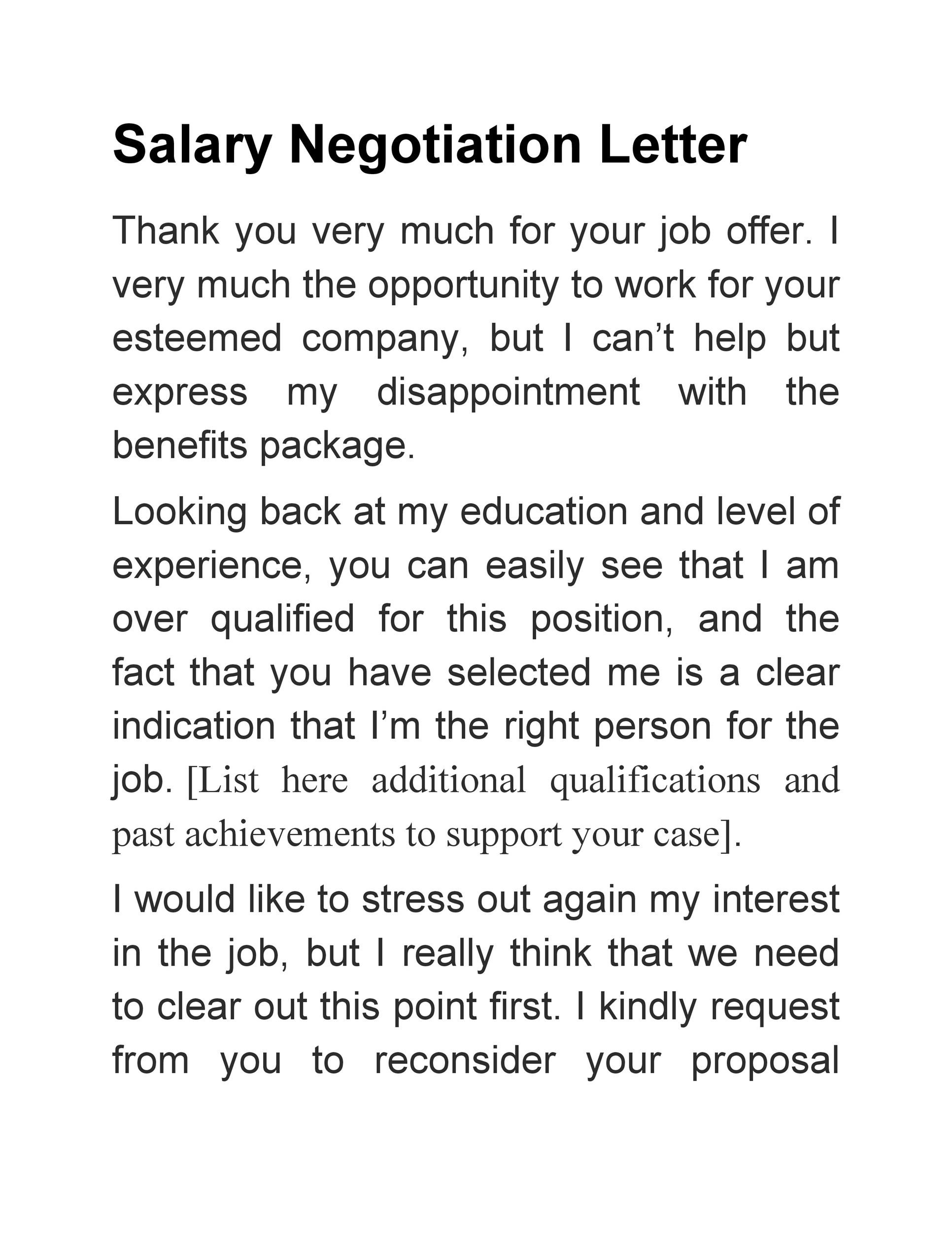 Salary Negotiation Letter Example