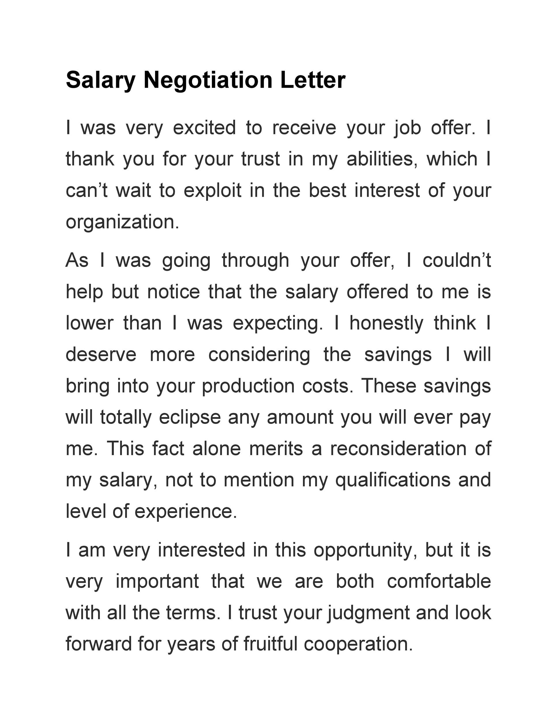 Template for Salary Negotiation Letter