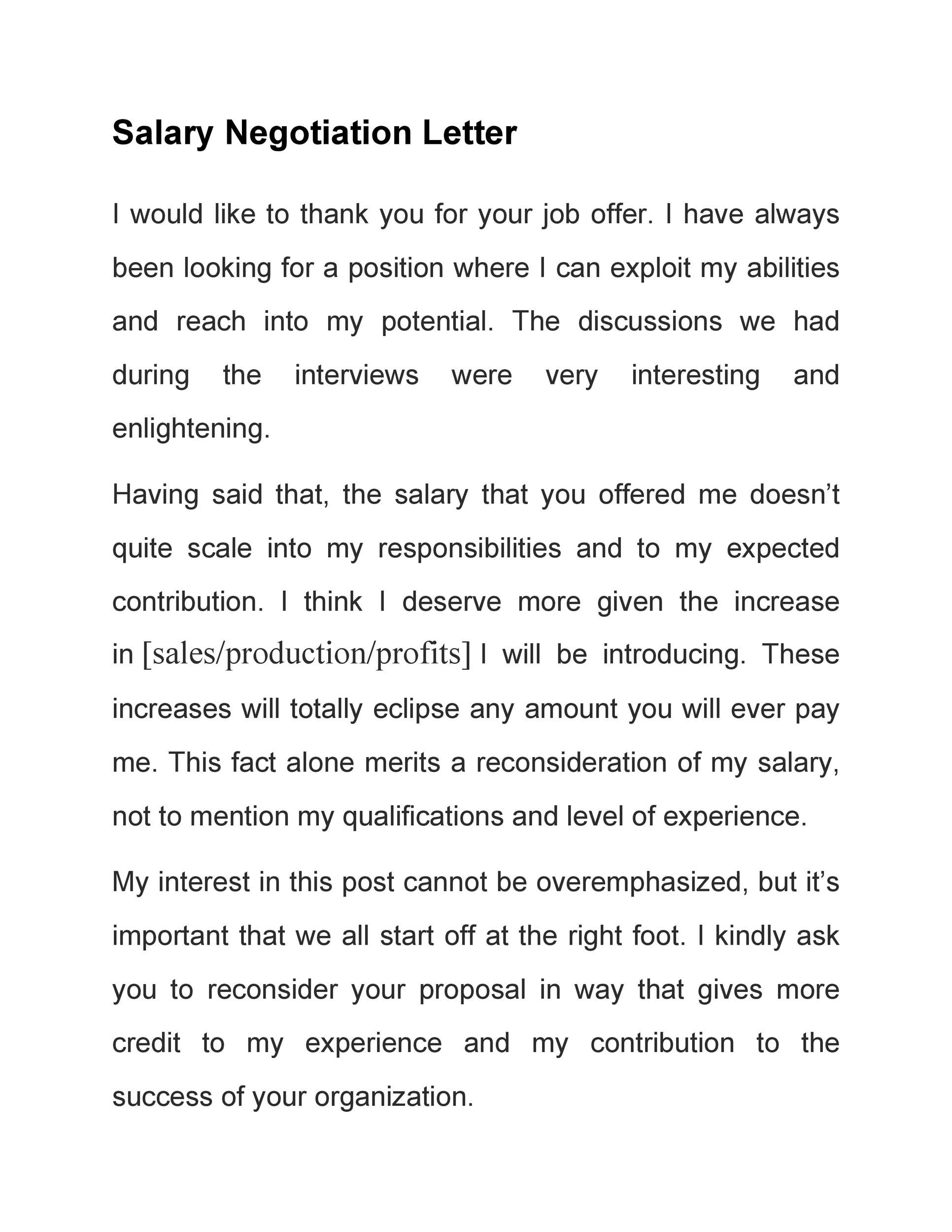 Salary Proposal Letter Template