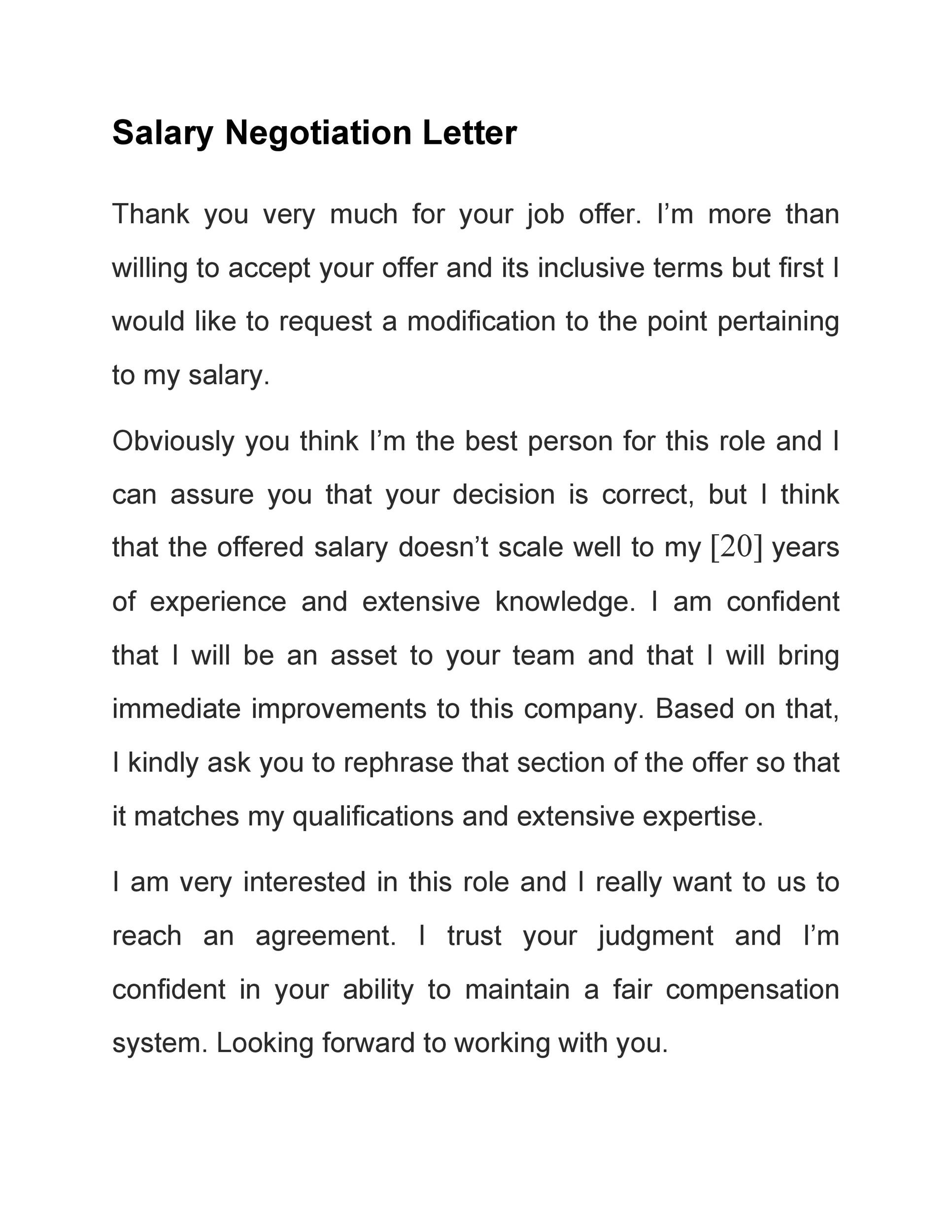 Negotiation Letter for Pay Increase