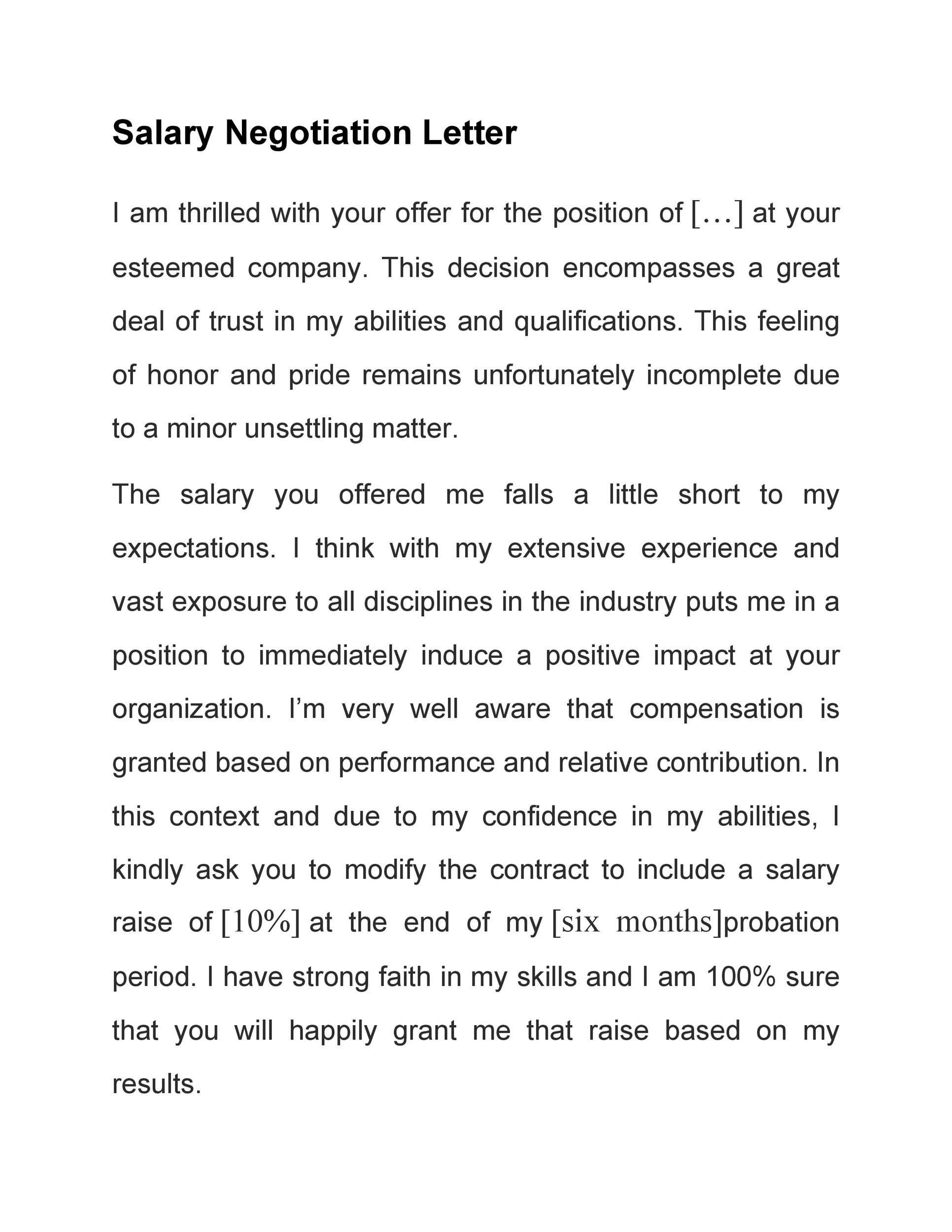 Template for Salary Increase Request