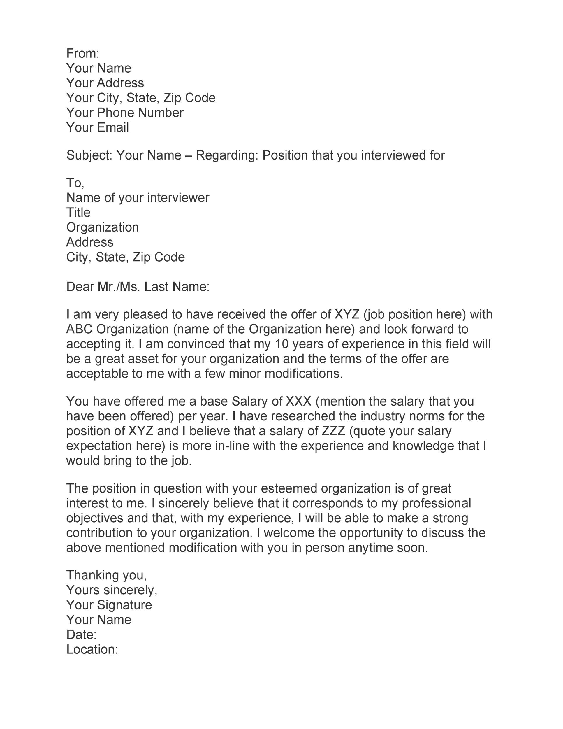 Salary Proposal Letter