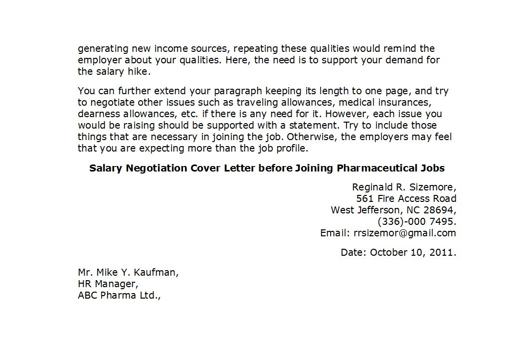 Salary Negotiation Cover Letter
