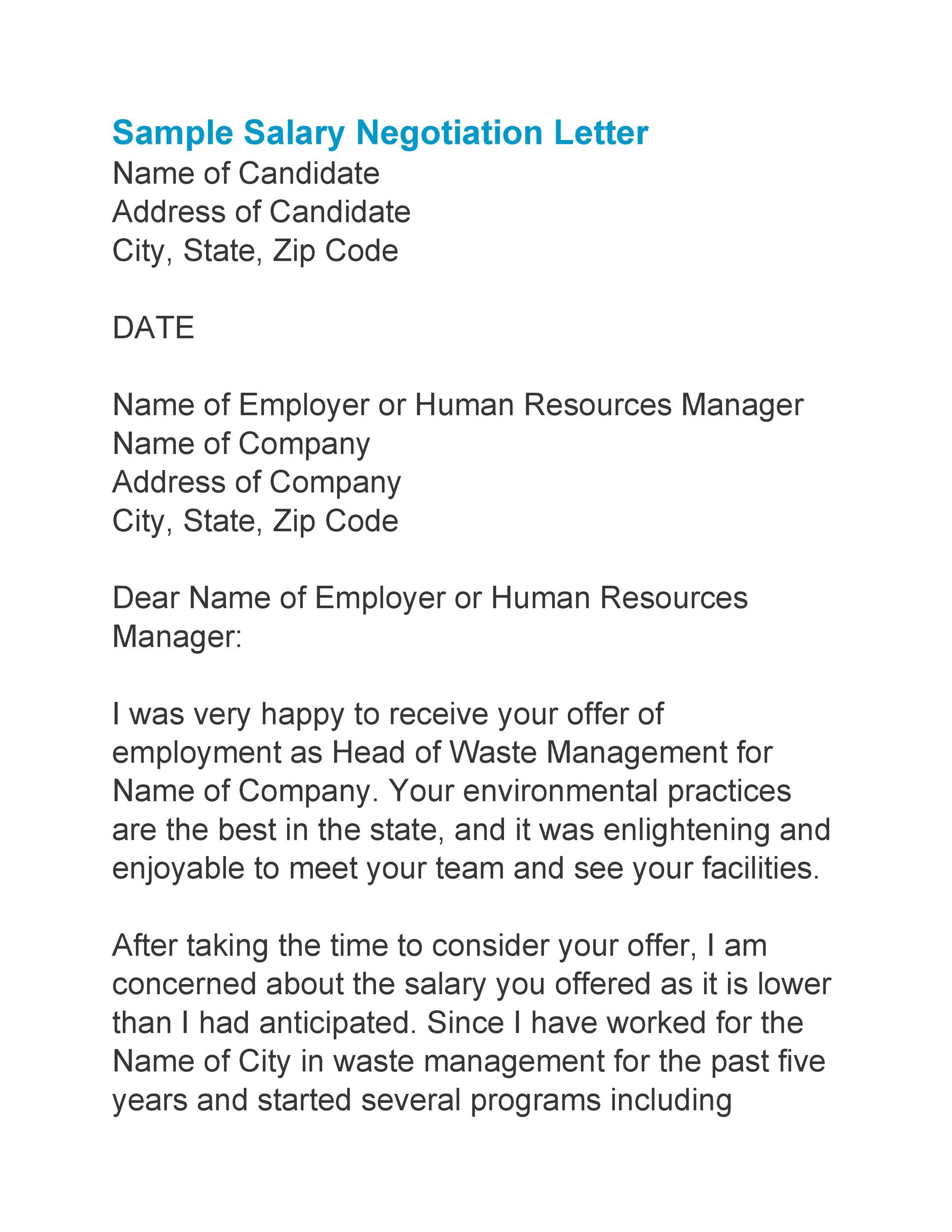Sample Letter of Salary Negotiation