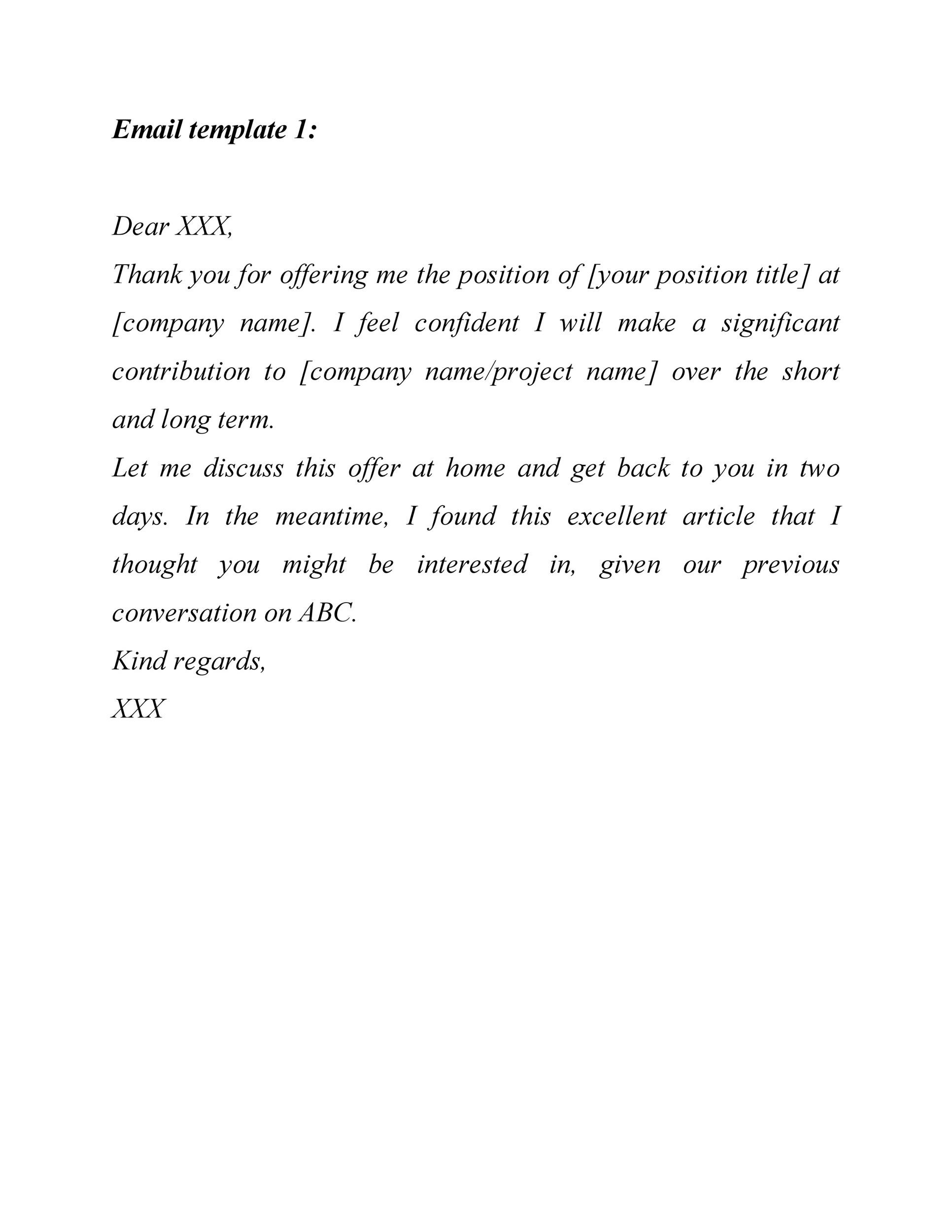 Salary Negotiation Email Template