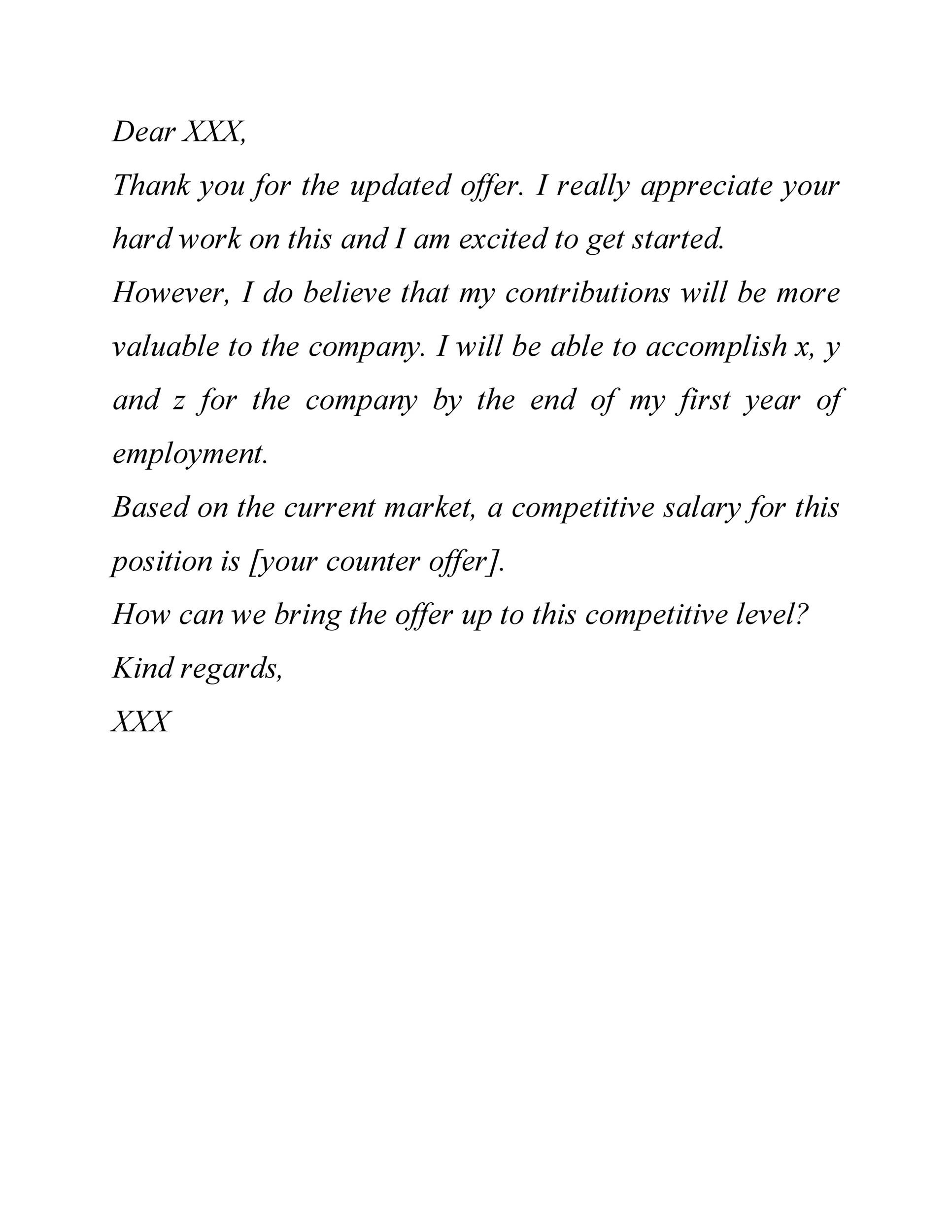 Offer Negotiation Letter Template