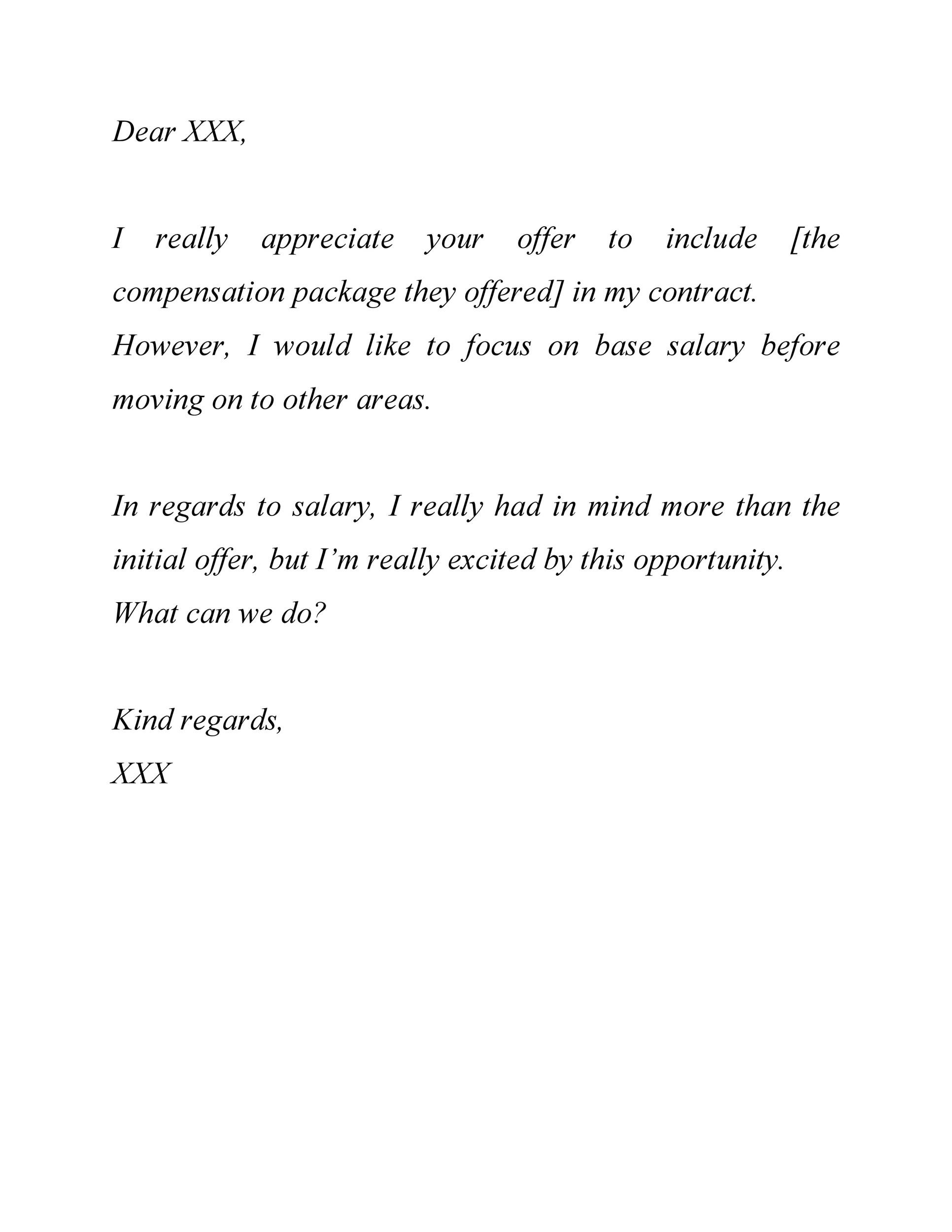 Casual Salary Negotiation Letter Template