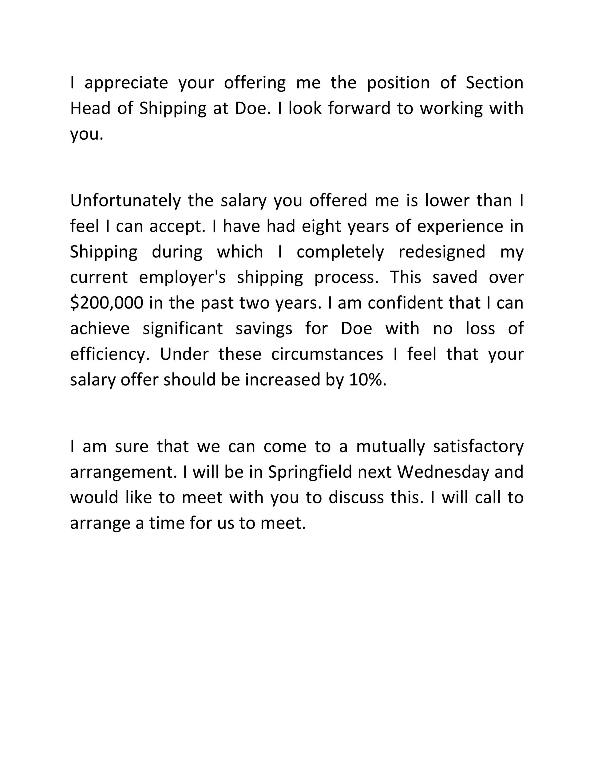 Example of Salary Negotiation Letter