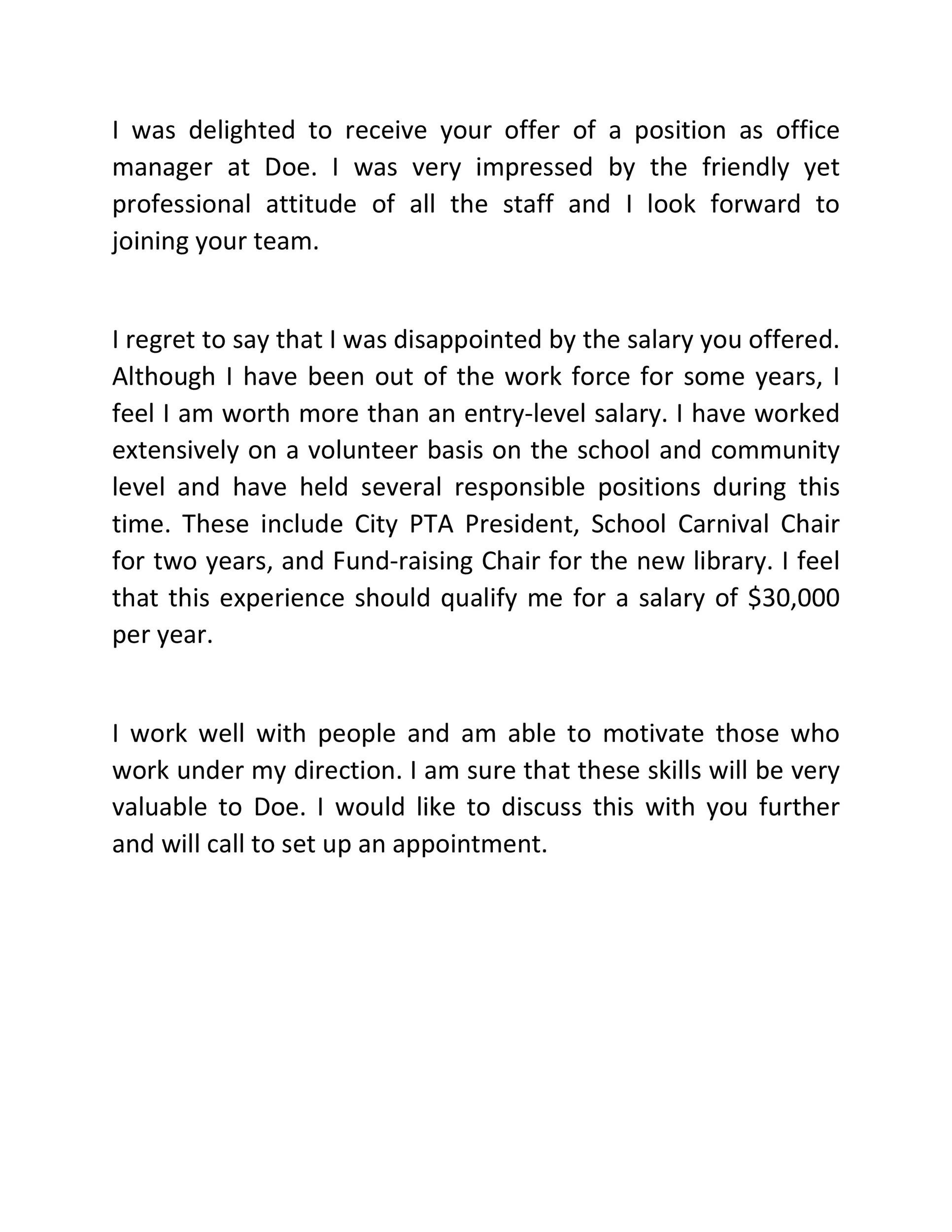 Negotiation Letter for Salary Template