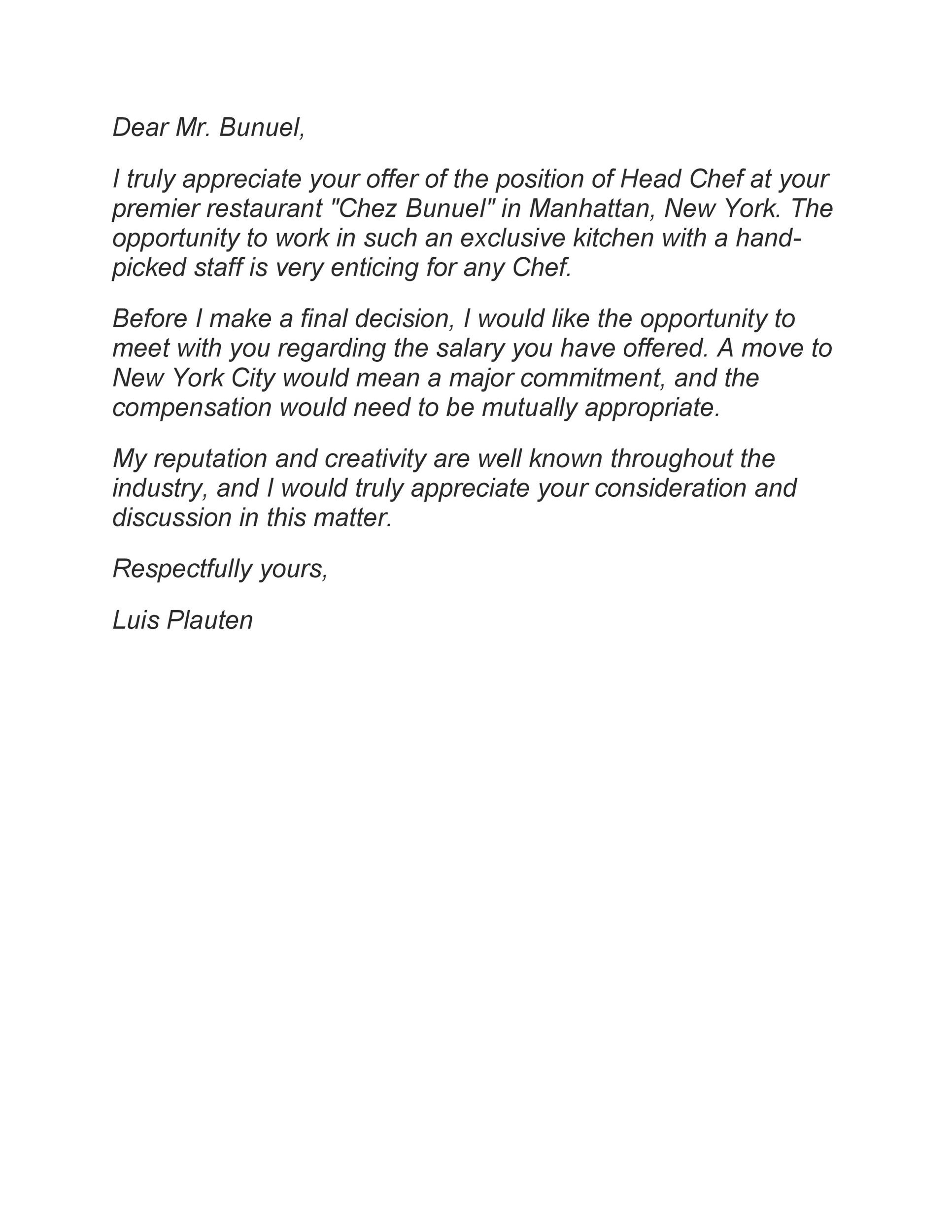 Letter Template for Salary Negotiation