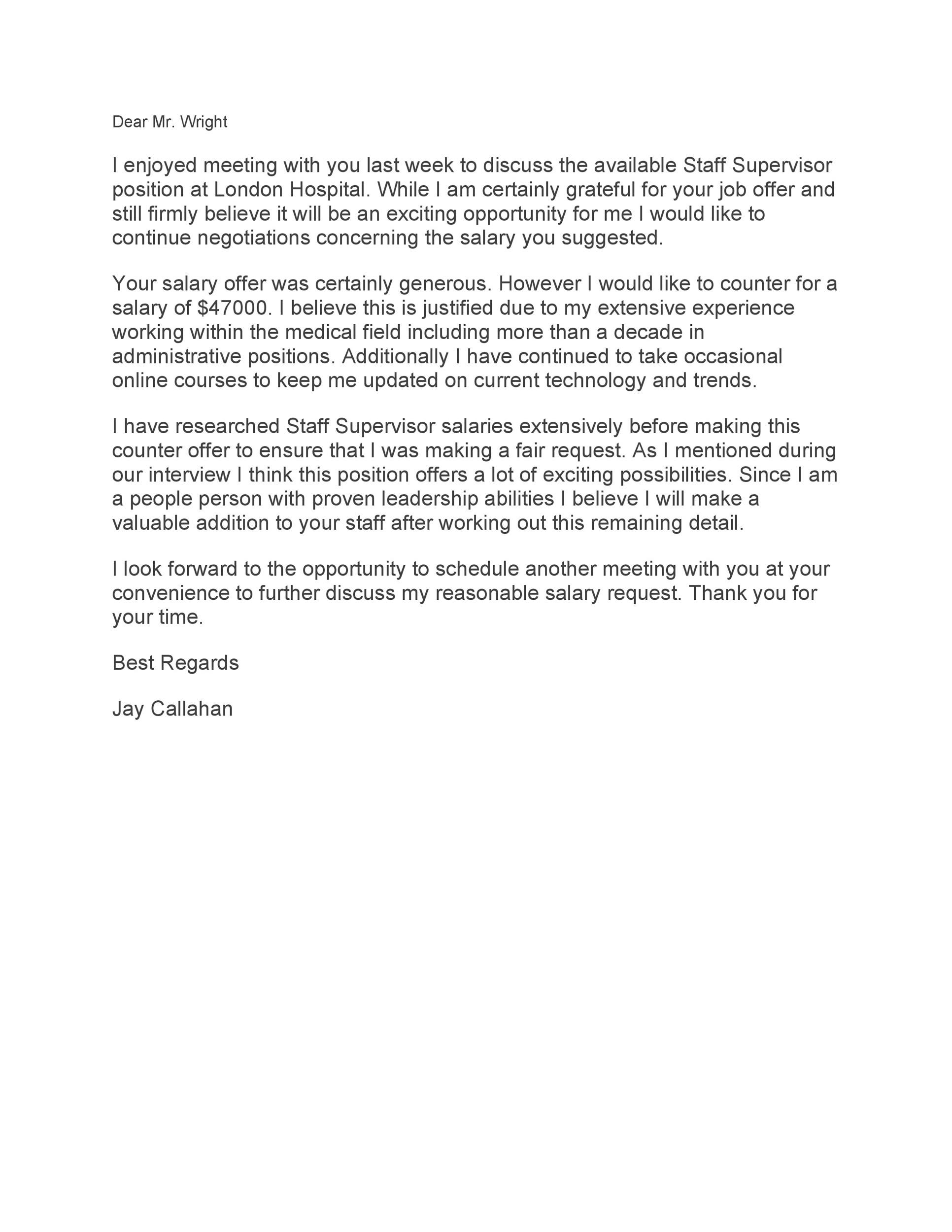 Salary Negotiation Letter Frame