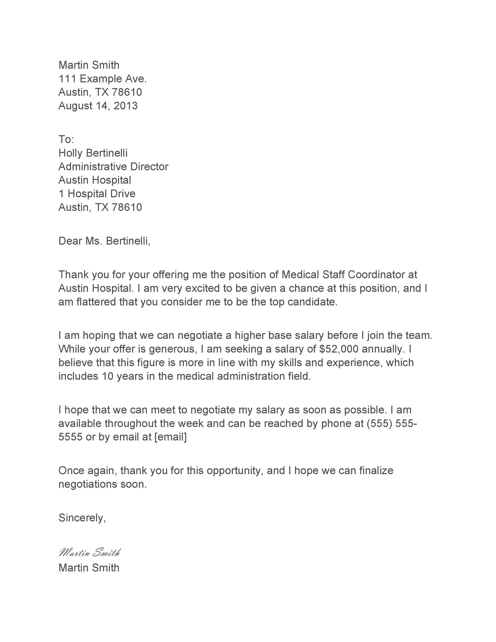 Salary Negotiation Request Format