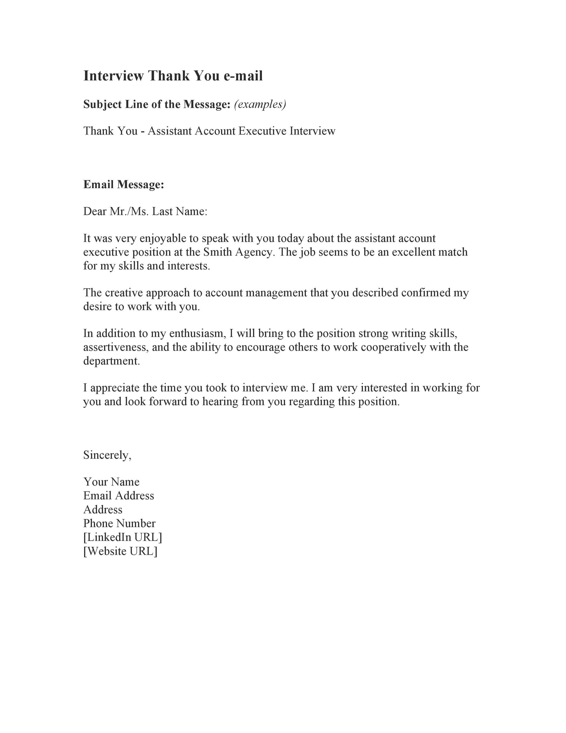 Interview Thank You Email Template