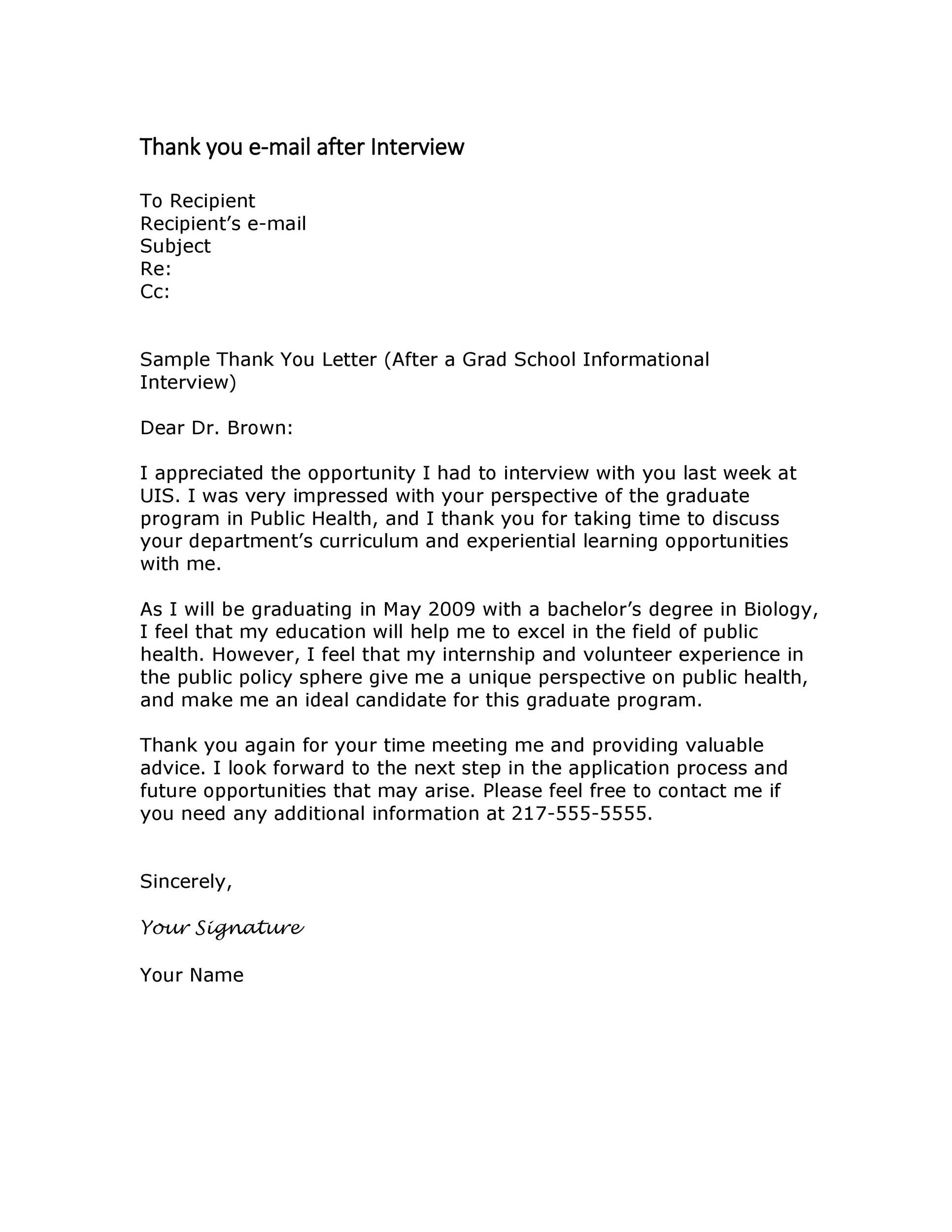 Thank You Email Post Interview